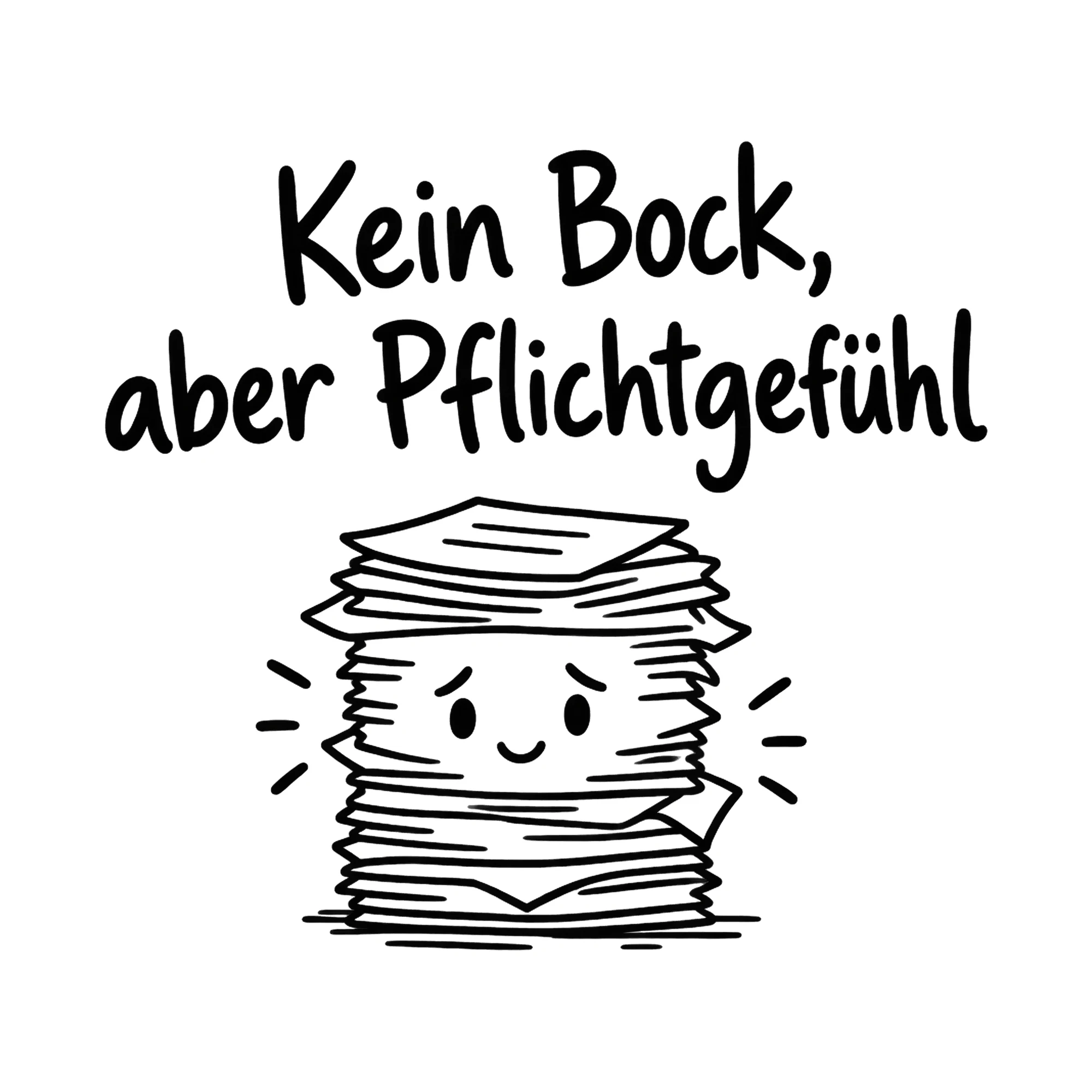 Bügelbild Kein Bock, aber Pflichtgefühl als Grafik auf weißem Hintergrund (BB019858)