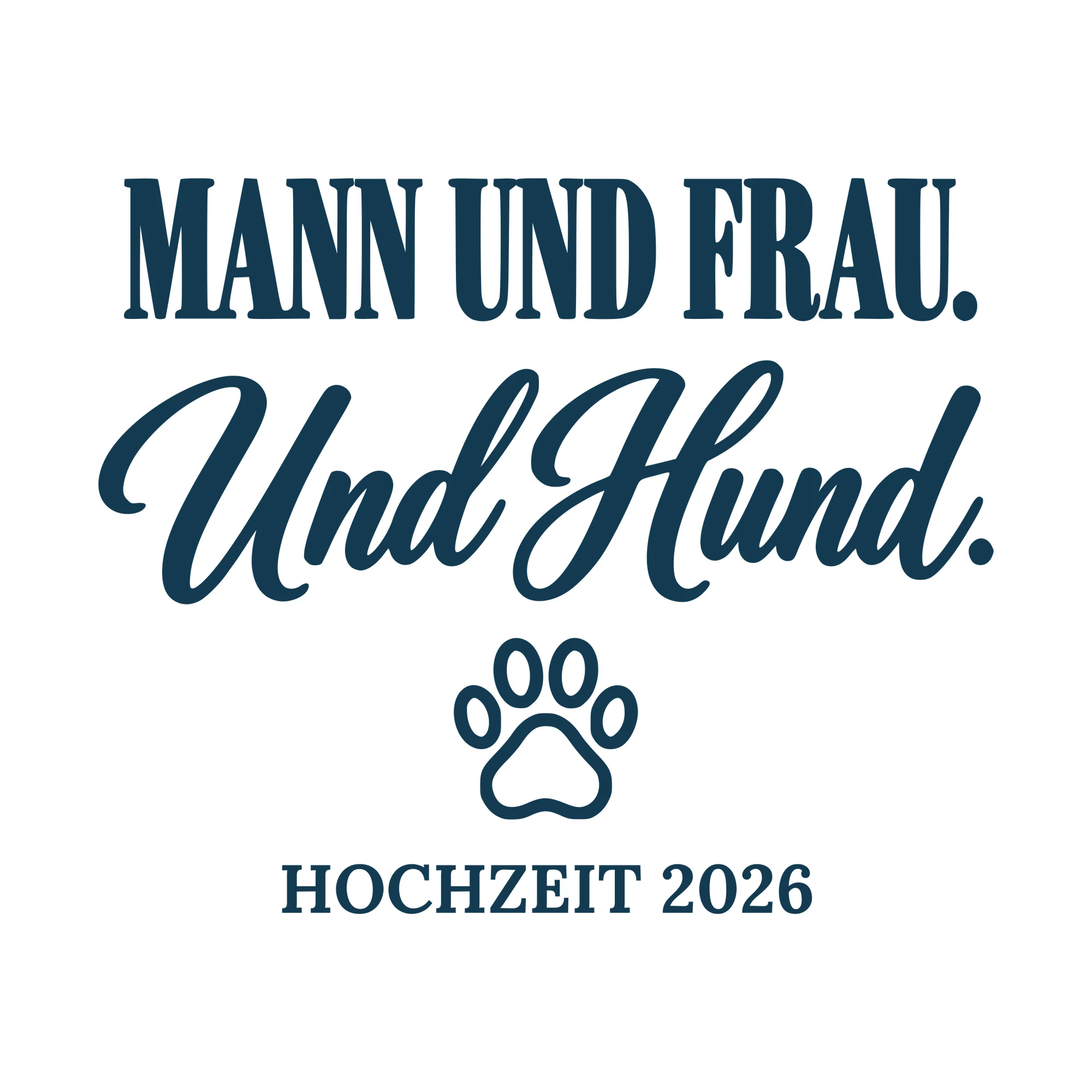 Bügelbild Mann und Frau. Und Hund mit Jahr als Grafik auf weißem Hintergrund (BB010725)