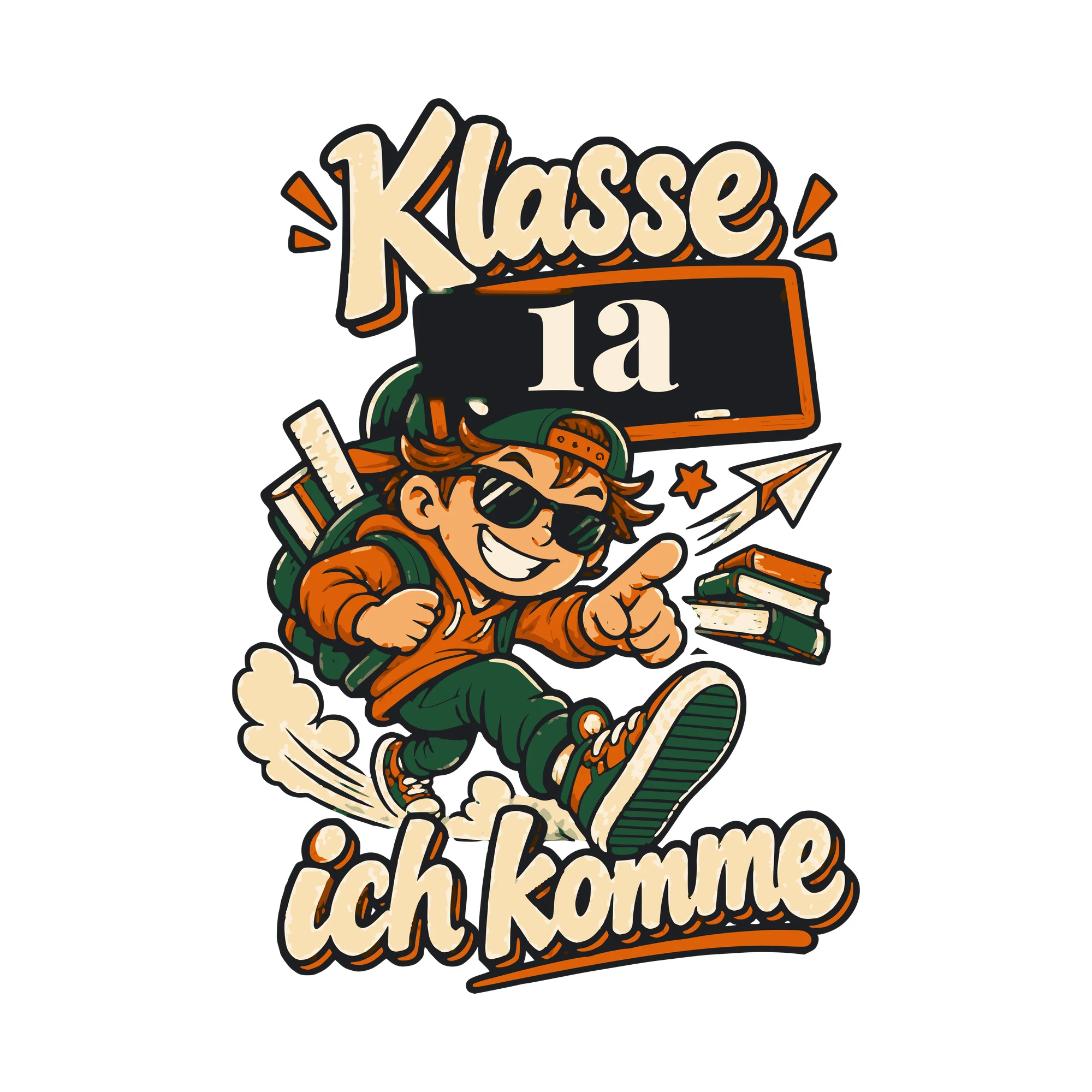 Bügelbild Klasse, ich komme mit Klasse als Grafik auf weißem Hintergrund (BB011198)