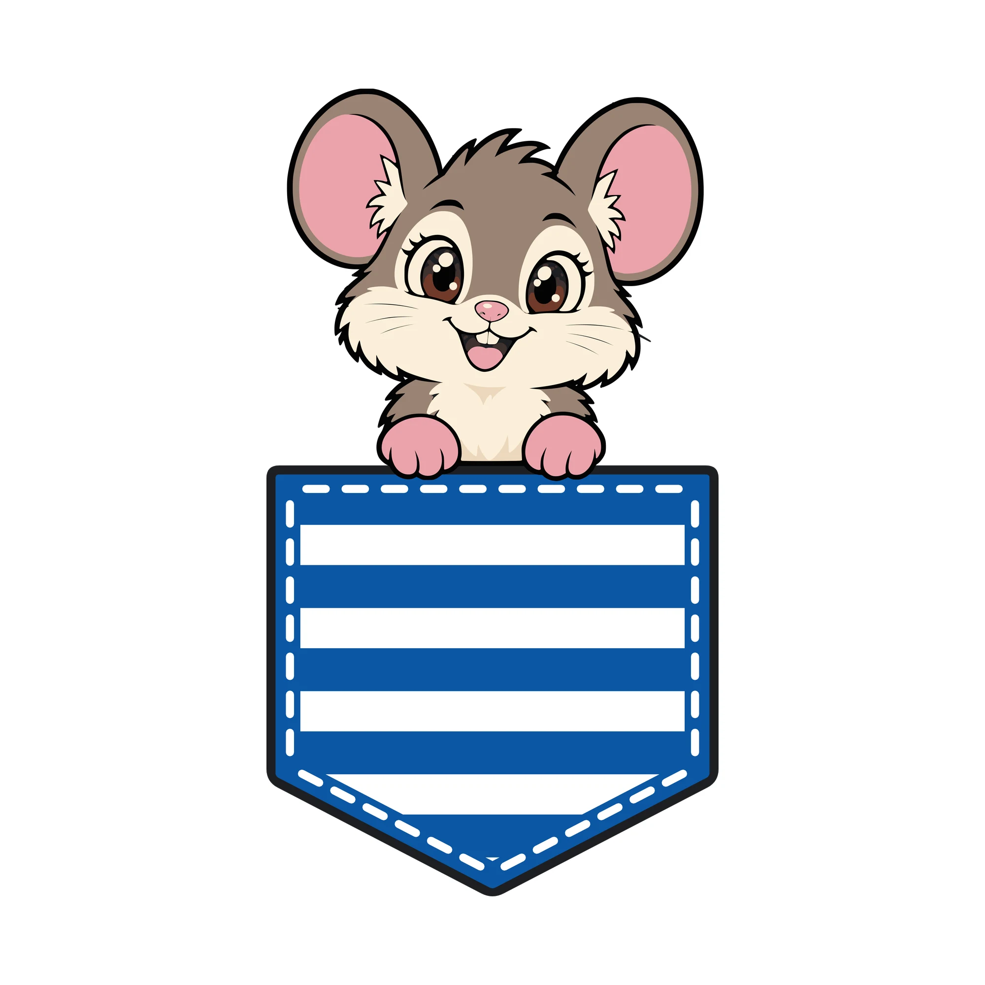 Bügelbild Brusttasche Maus als Grafik auf weißem Hintergrund (BB010652)