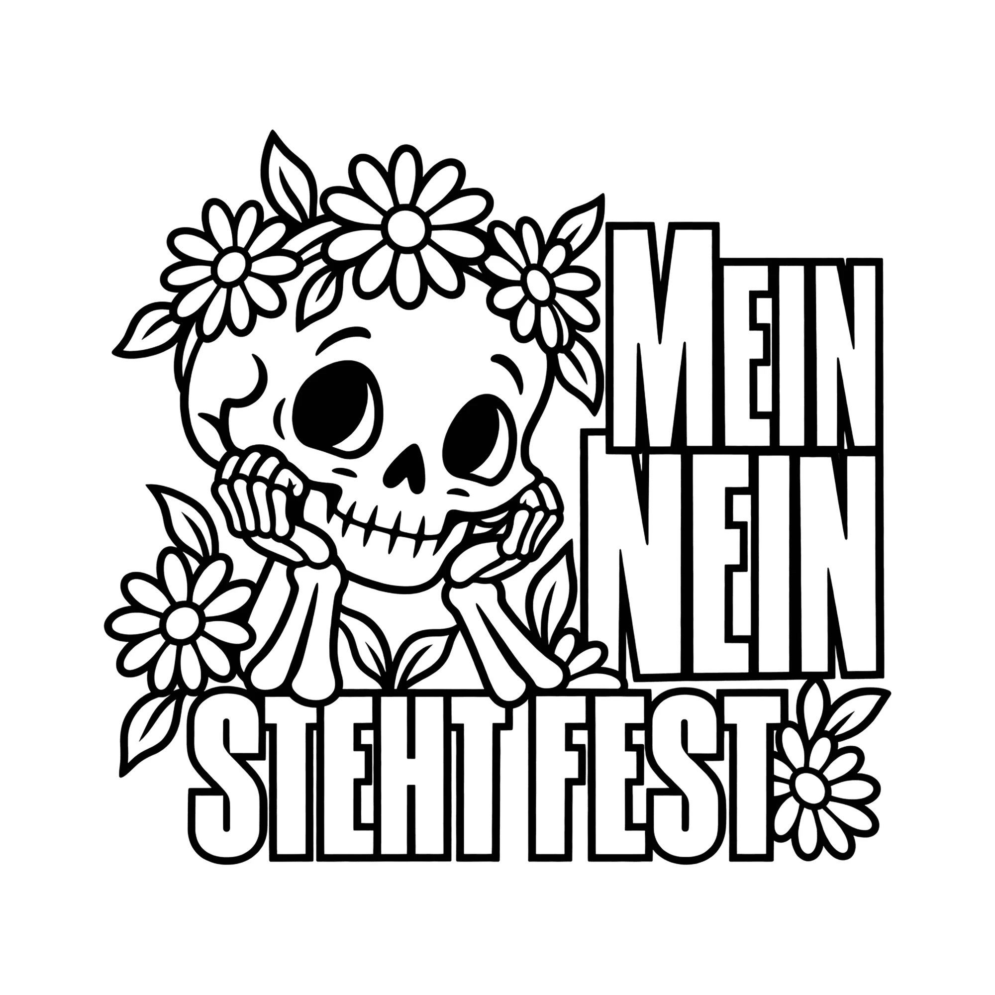Bügelbild MEIN NEIN STEHT FEST als Grafik auf weißem Hintergrund (BB014190)