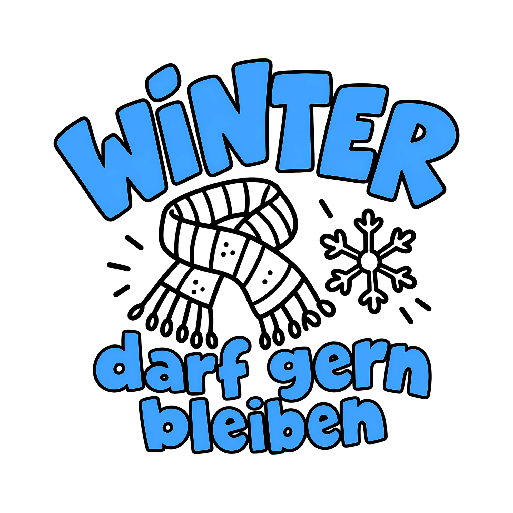 Bügelbild Winter darf gern bleiben als Grafik auf weißem Hintergrund (BB014502)