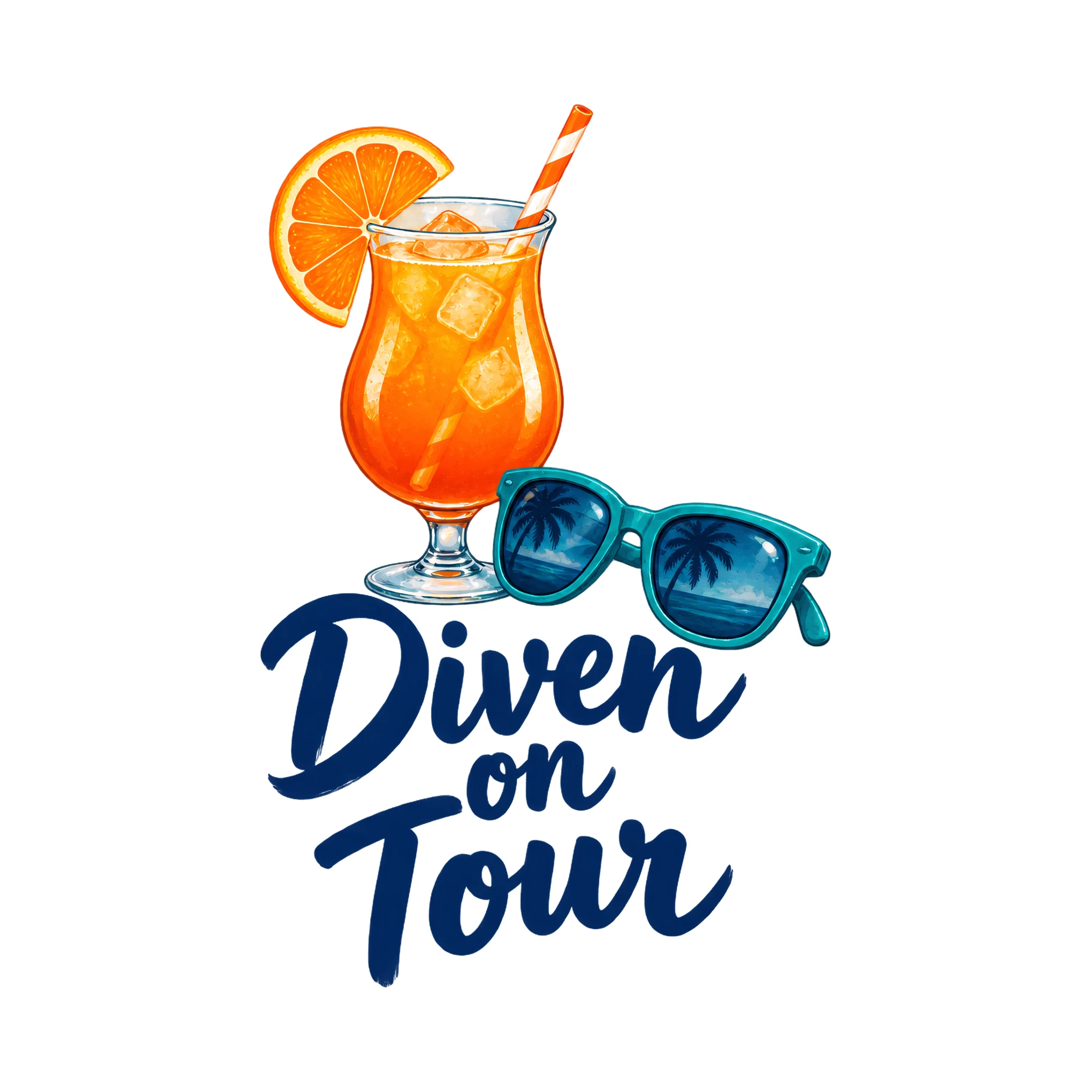 Bügelbild Diven on Tour, Party Shirt Spruch als Grafik auf weißem Hintergrund (BB017048)