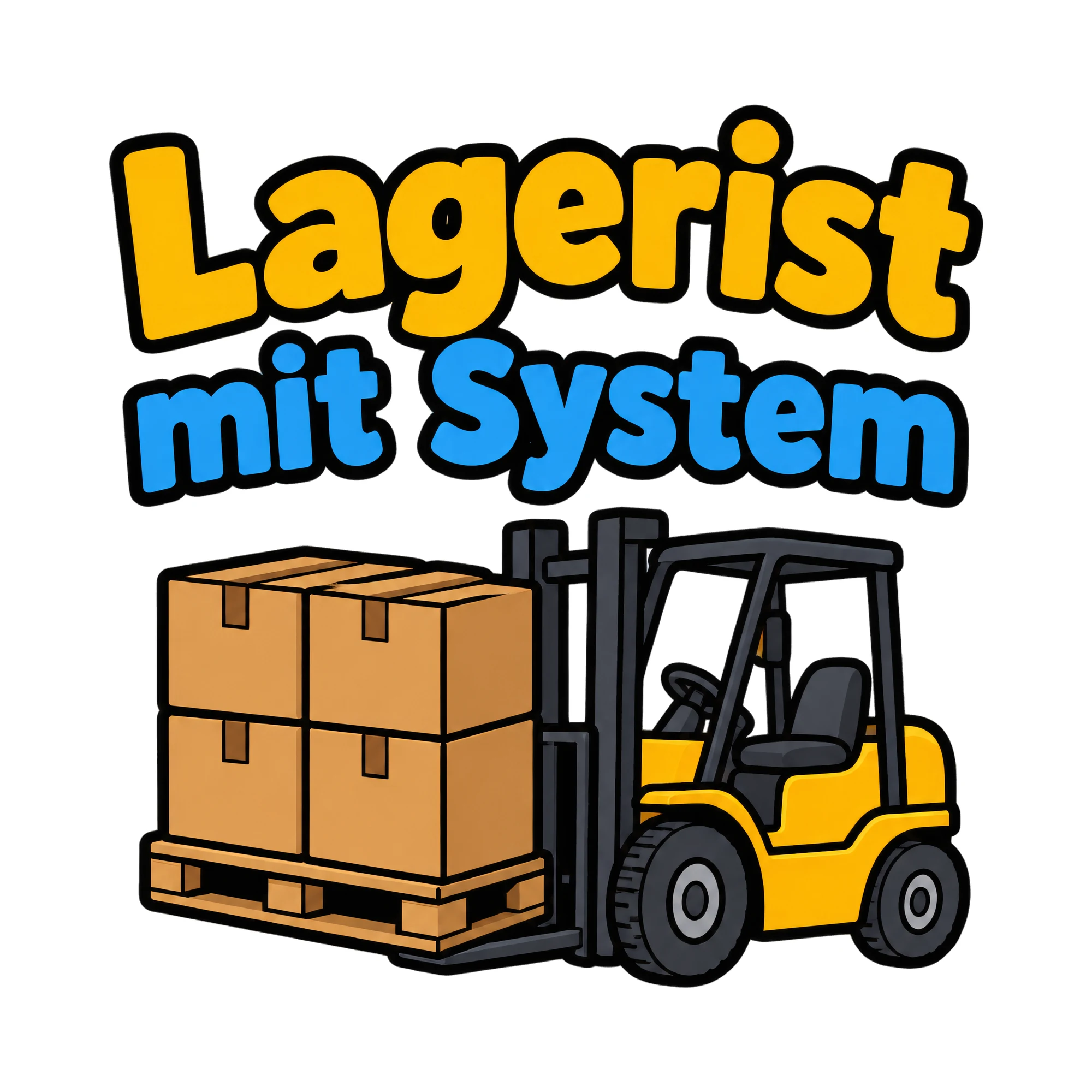 Bügelbild Lagerist mit System als Grafik auf weißem Hintergrund (BB018651)