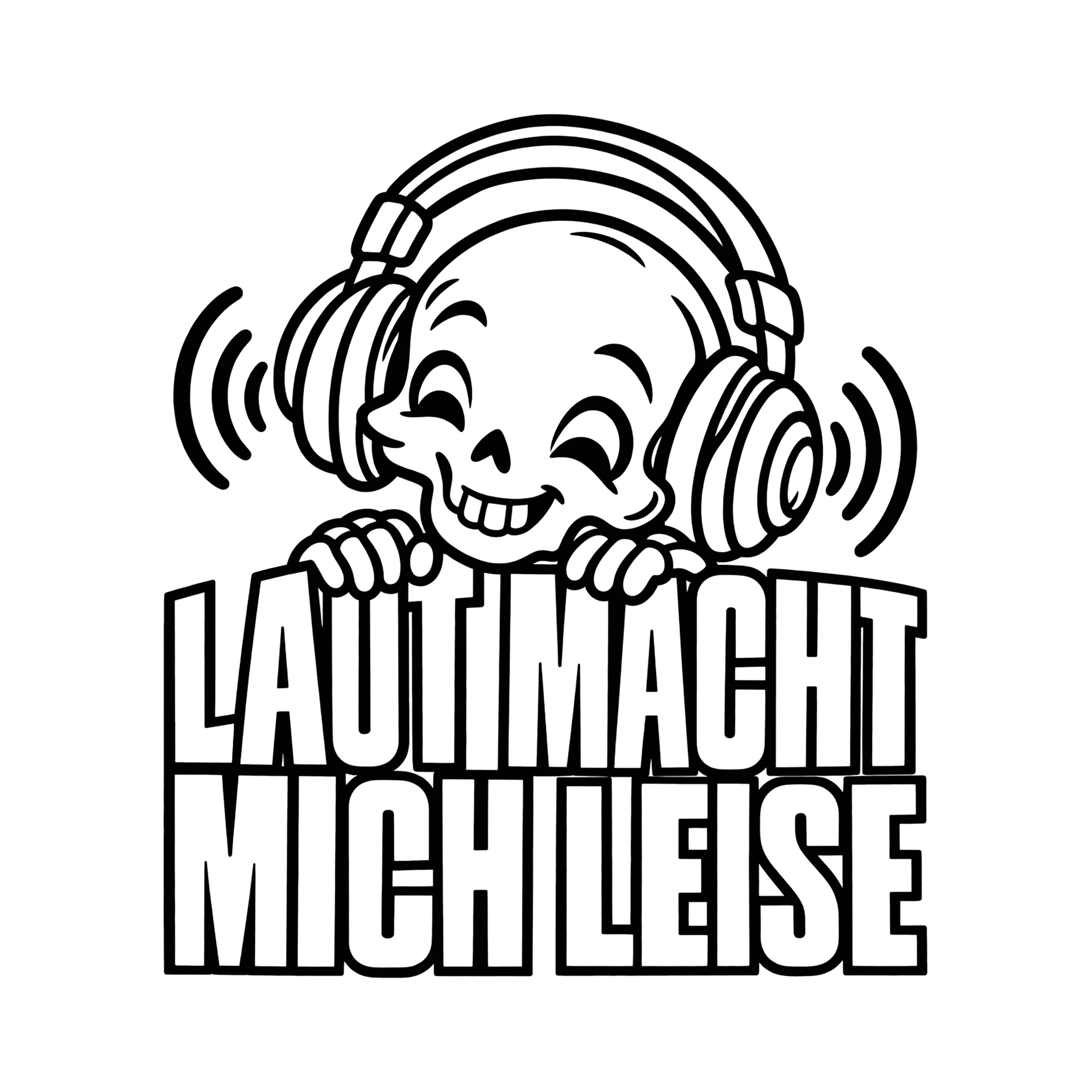Bügelbild LAUT MACHT MICH LEISE als Grafik auf weißem Hintergrund (BB012983)