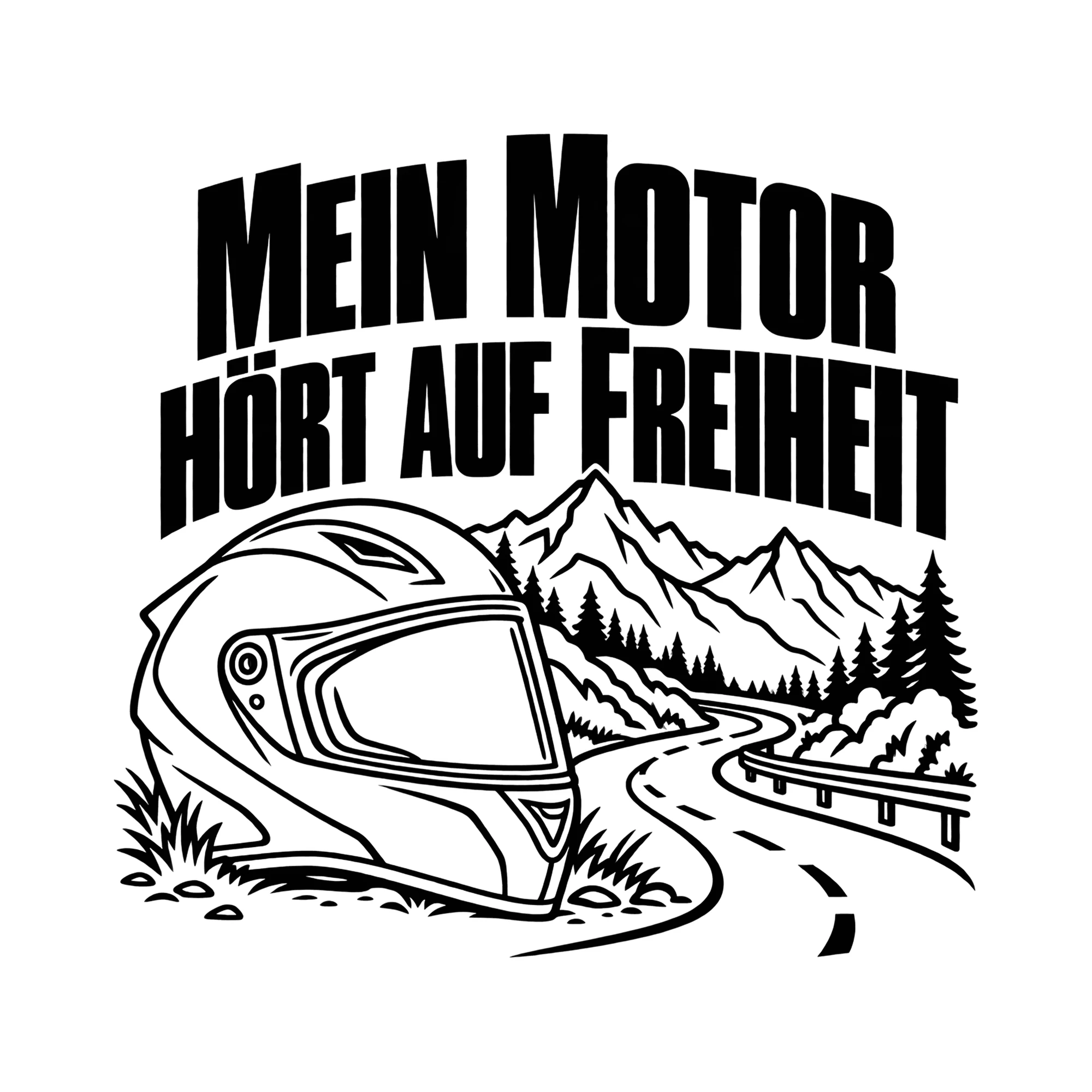Bügelbild MEIN MOTOR HÖRT AUF FREIHEIT als Grafik auf weißem Hintergrund (BB013868)