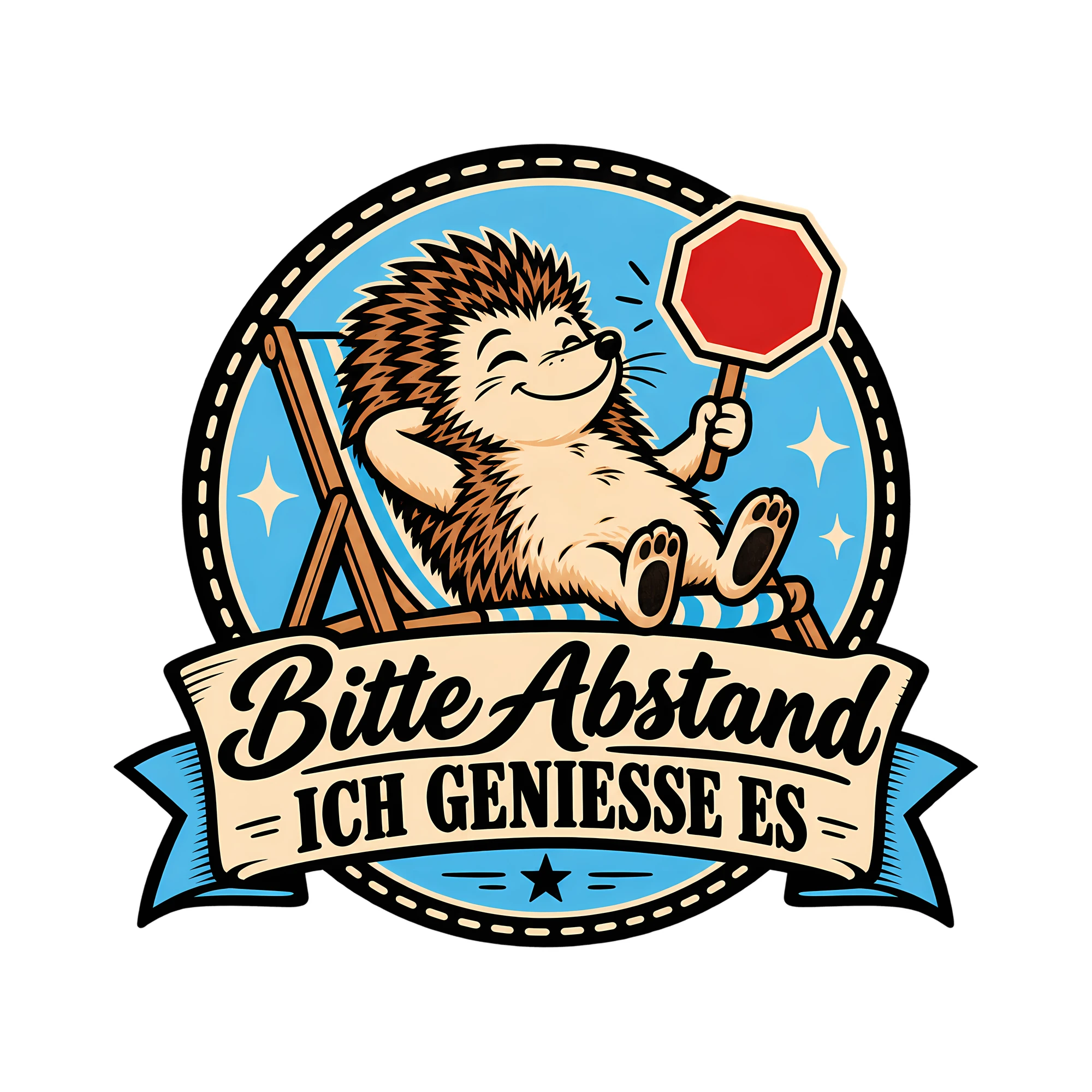Bügelbild Bitte Abstand ich genieße es als Grafik auf weißem Hintergrund (BB013641)