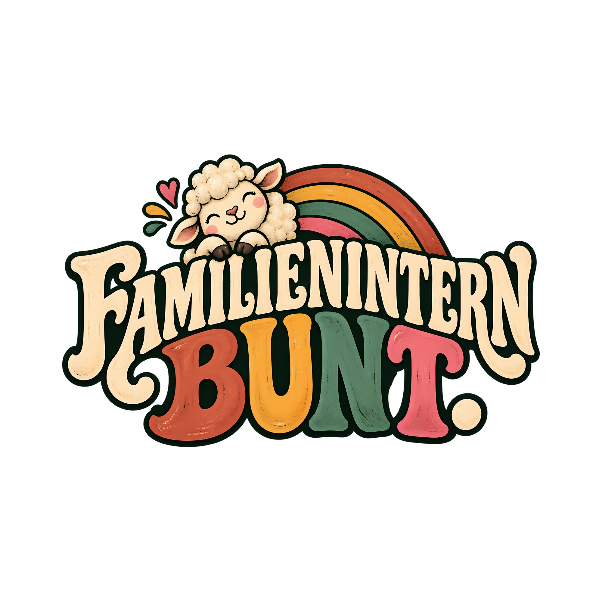Bügelbild FAMILIENINTERN BUNT. als Grafik auf weißem Hintergrund (BB013359)