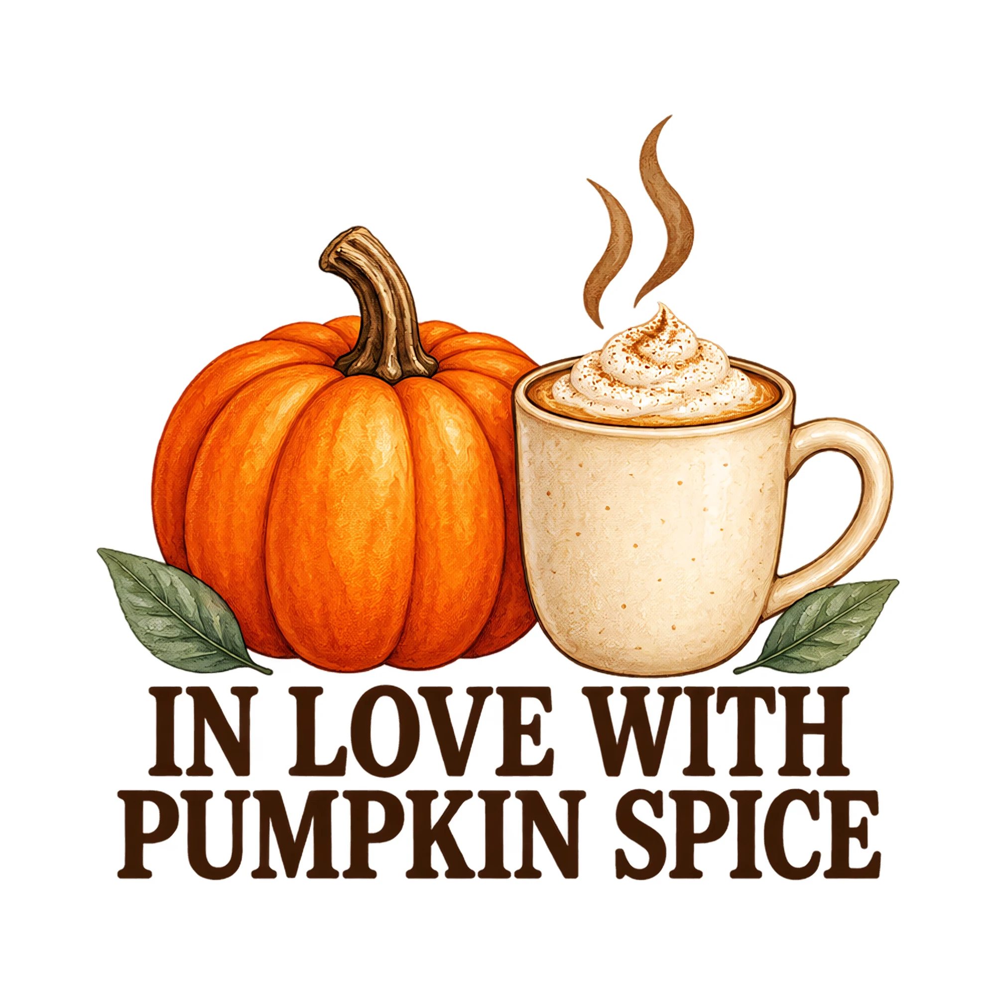 Bügelbild IN LOVE WITH PUMPKIN SPICE als Grafik auf weißem Hintergrund (BB021371)