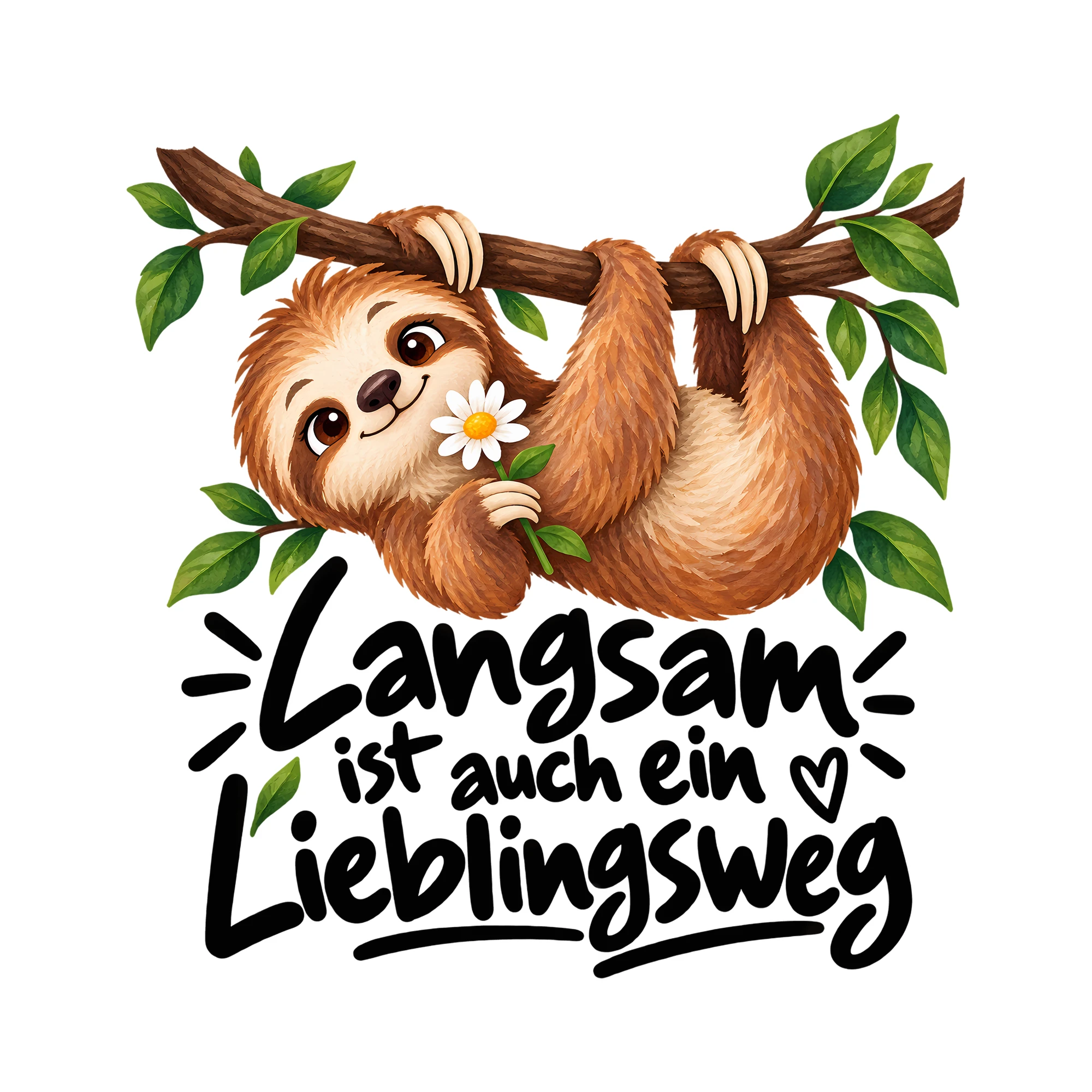 Bügelbild Langsam ist auch ein Lieblingsweg als Grafik auf weißem Hintergrund (BB012951)