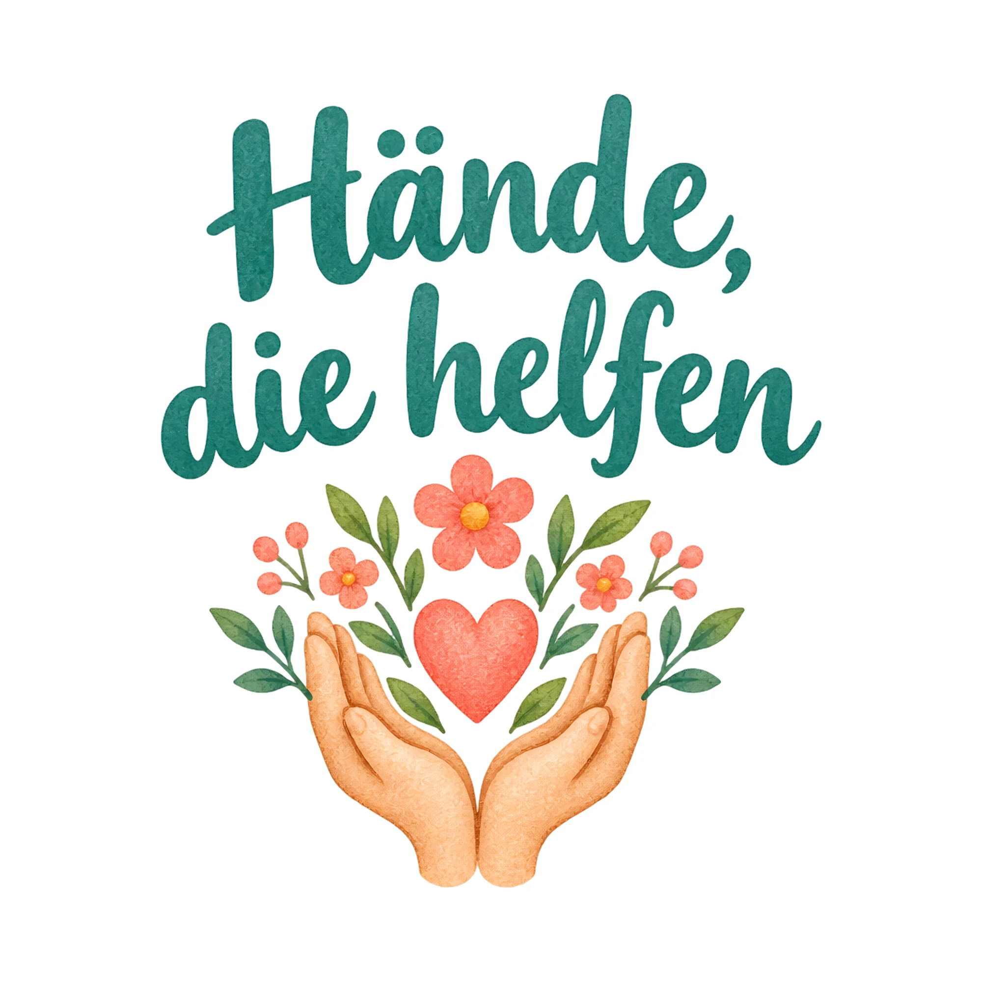 Bügelbild Hände, die helfen, Beruf Shirt Spruch als Grafik auf weißem Hintergrund (BB020218)