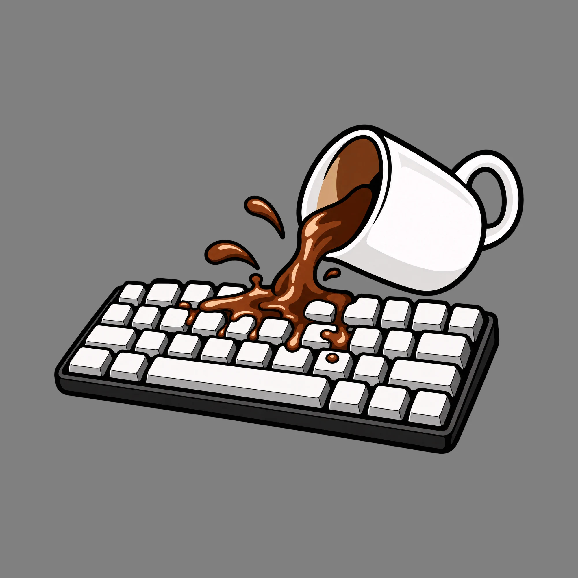 Bügelbild Kaffee Tastatur, Lustiger Shirt Motiv als Grafik auf dunklem Hintergrund (BB015036)