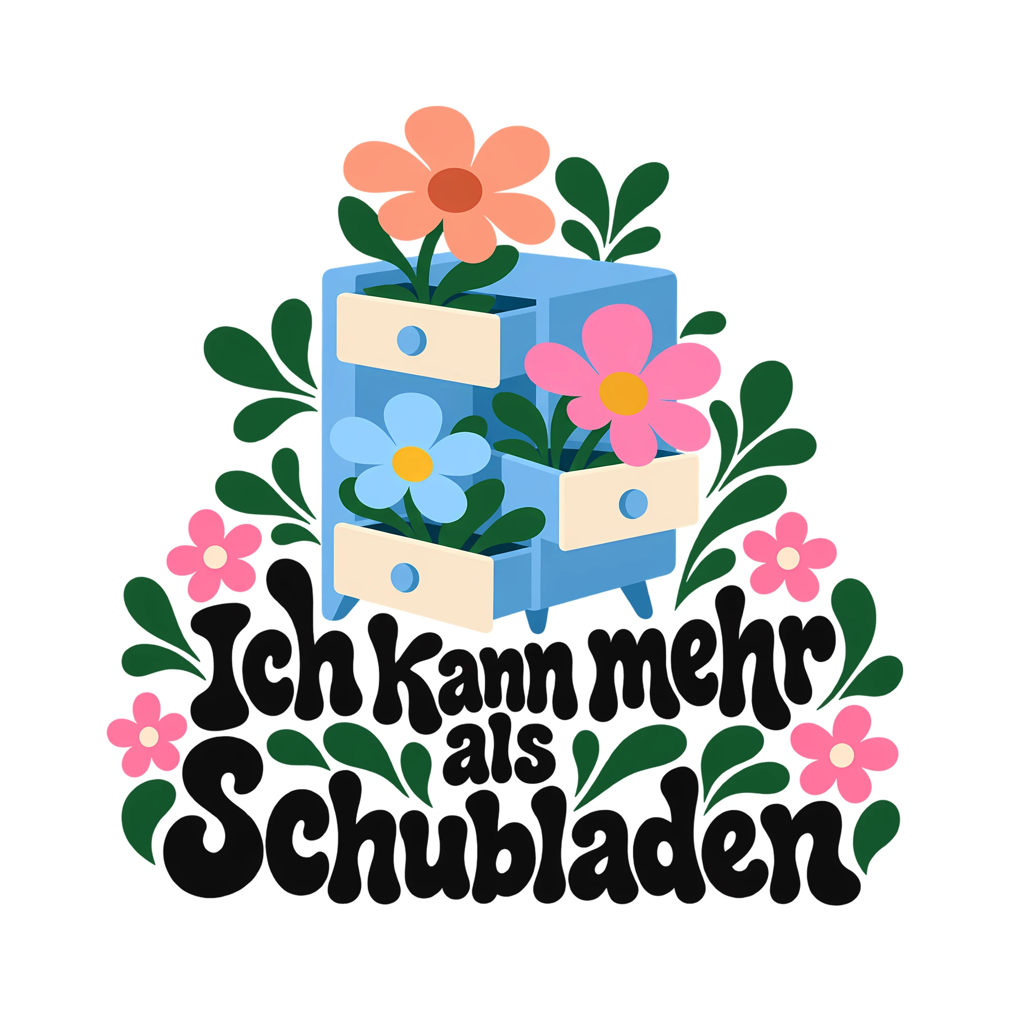 Bügelbild Ich kann mehr als Schubladen als Grafik auf weißem Hintergrund (BB014276)