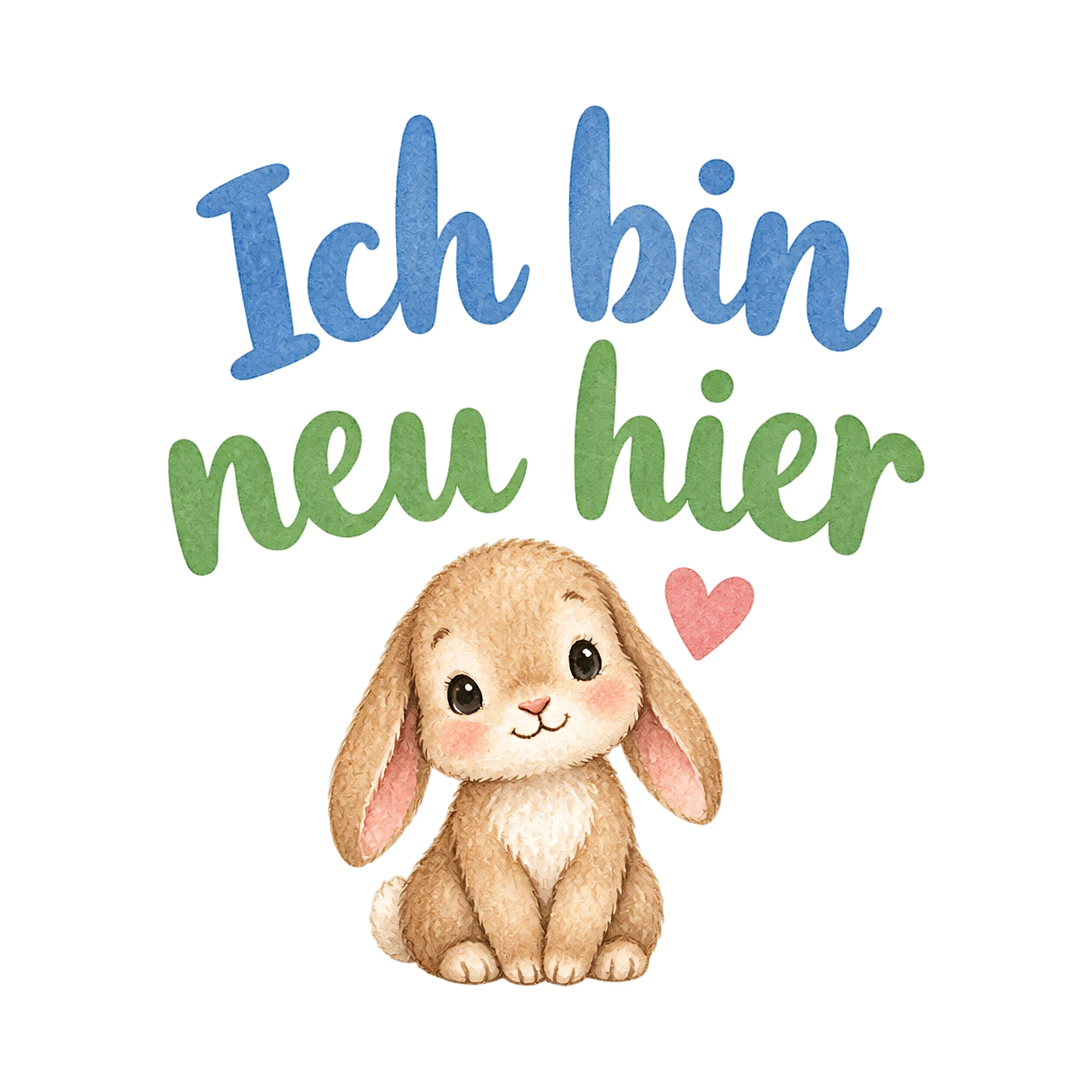 Bügelbild Ich bin neu hier als Grafik auf weißem Hintergrund (BB018705)