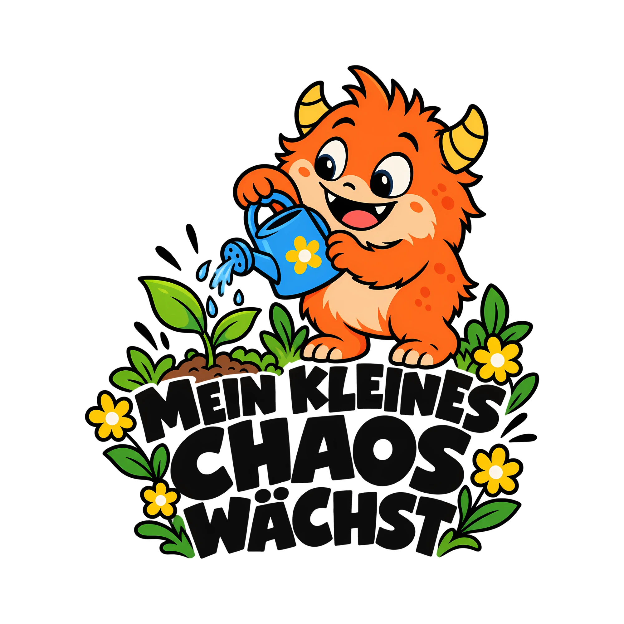 Bügelbild MEIN KLEINES CHAOS WÄCHST als Grafik auf weißem Hintergrund (BB014291)