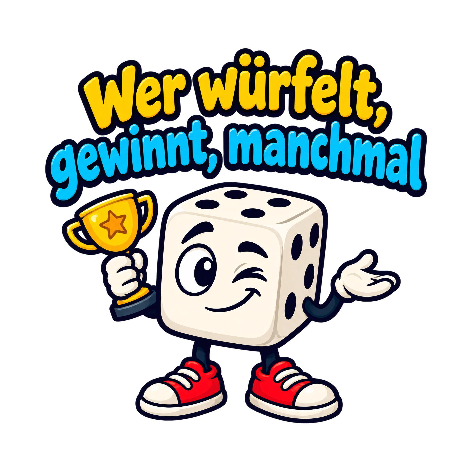 Bügelbild Wer würfelt, gewinnt, manchmal als Grafik auf weißem Hintergrund (BB019372)