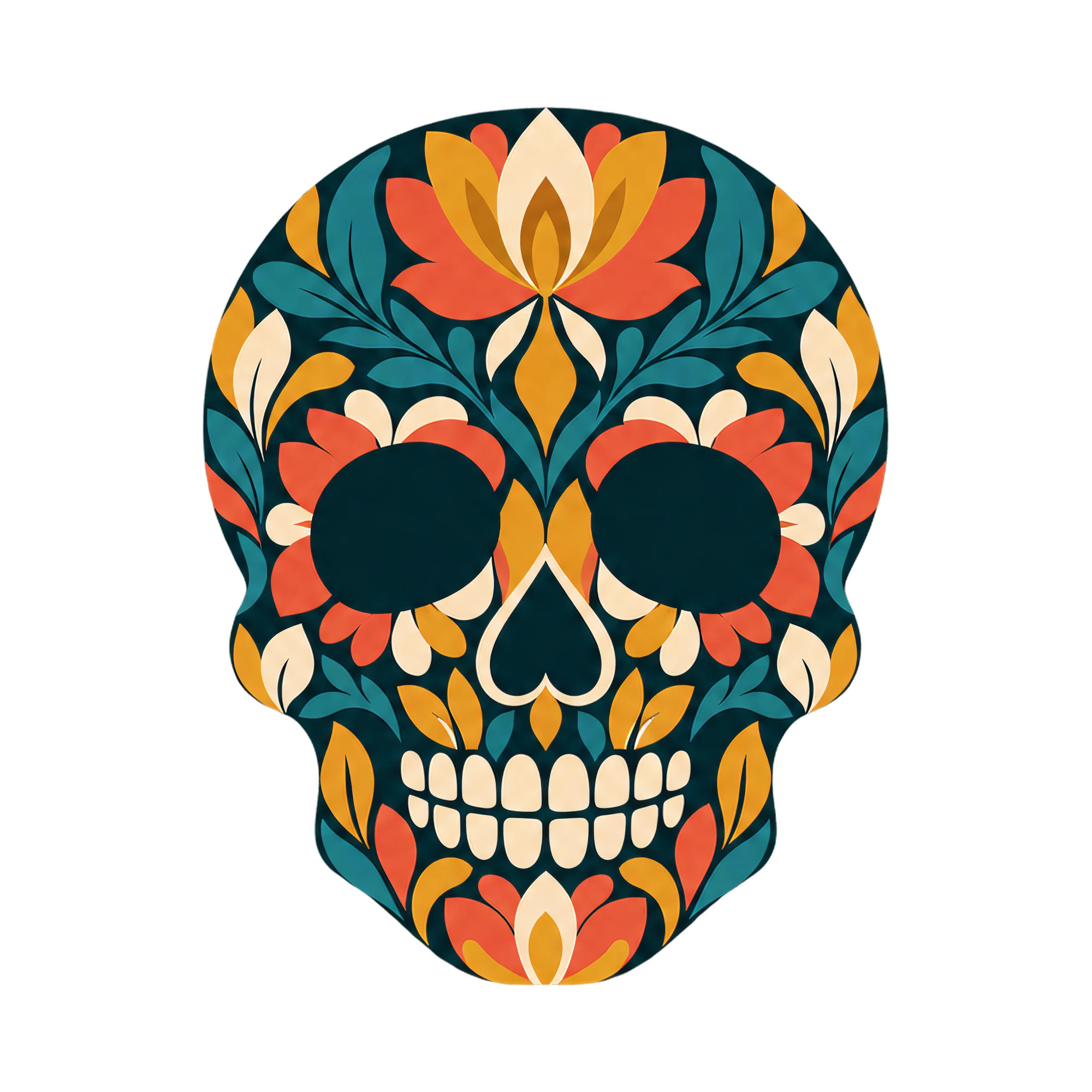 Bügelbild Colorful Skull, Lustiger Shirt Motiv als Grafik auf weißem Hintergrund (BB016085)