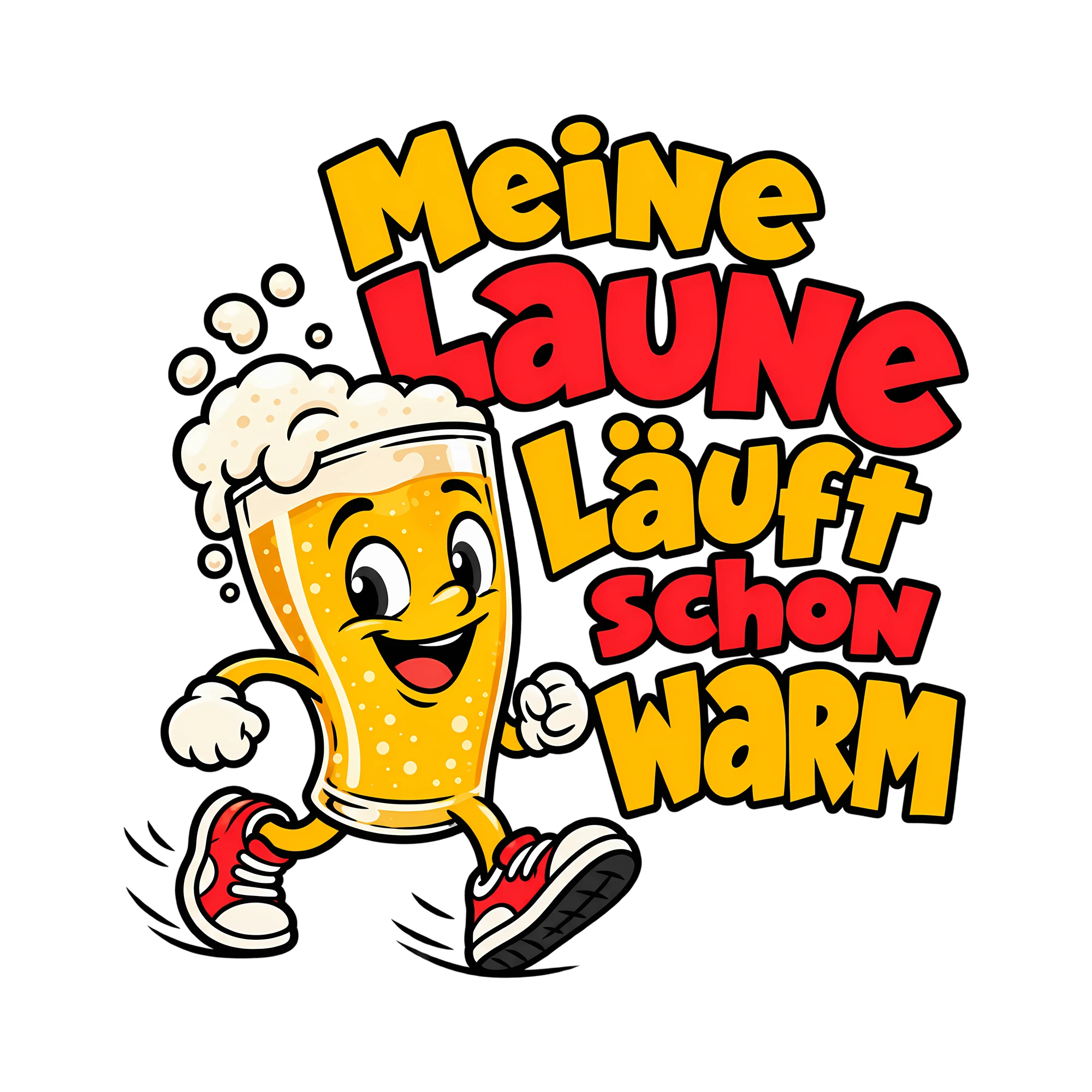 Bügelbild Meine Laune läuft schon warm als Grafik auf weißem Hintergrund (BB011953)