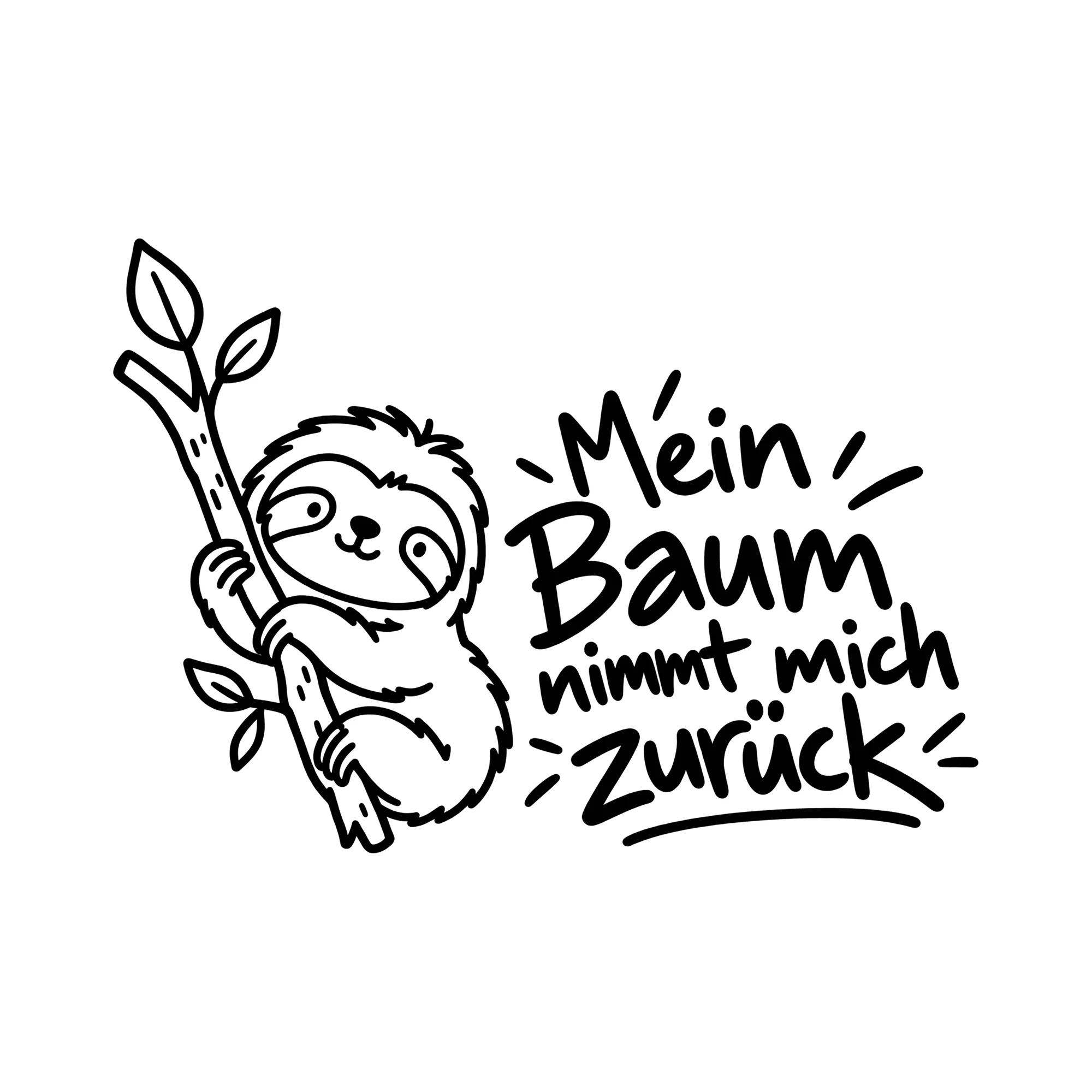 Bügelbild Mein Baum nimmt mich zurück als Grafik auf weißem Hintergrund (BB012997)