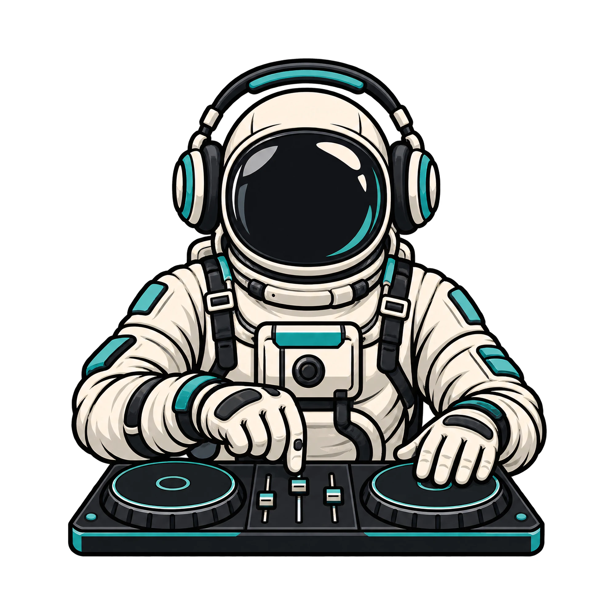 Bügelbild Space Dee Jay, Lustiger Shirt Motiv als Grafik auf weißem Hintergrund (BB015688)