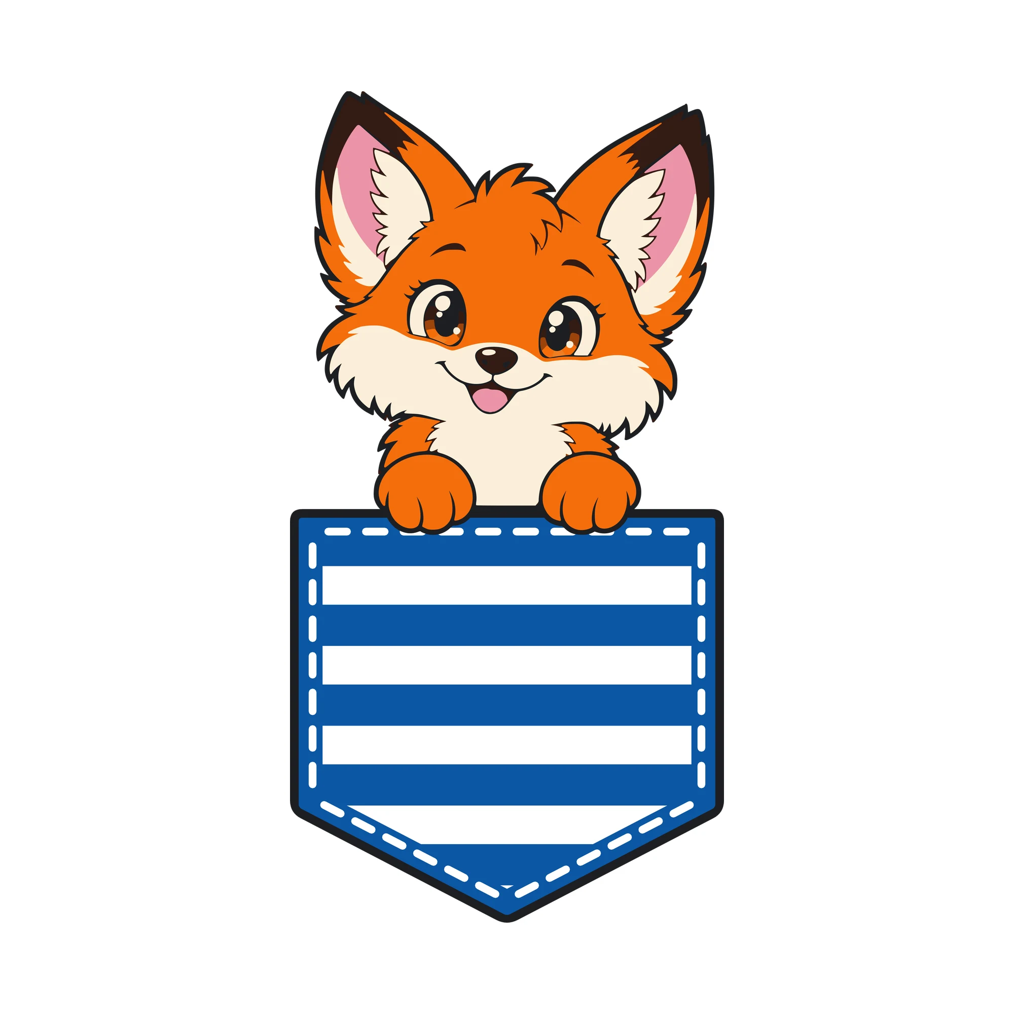 Bügelbild Brusttasche Fuchs als Grafik auf weißem Hintergrund (BB010647)