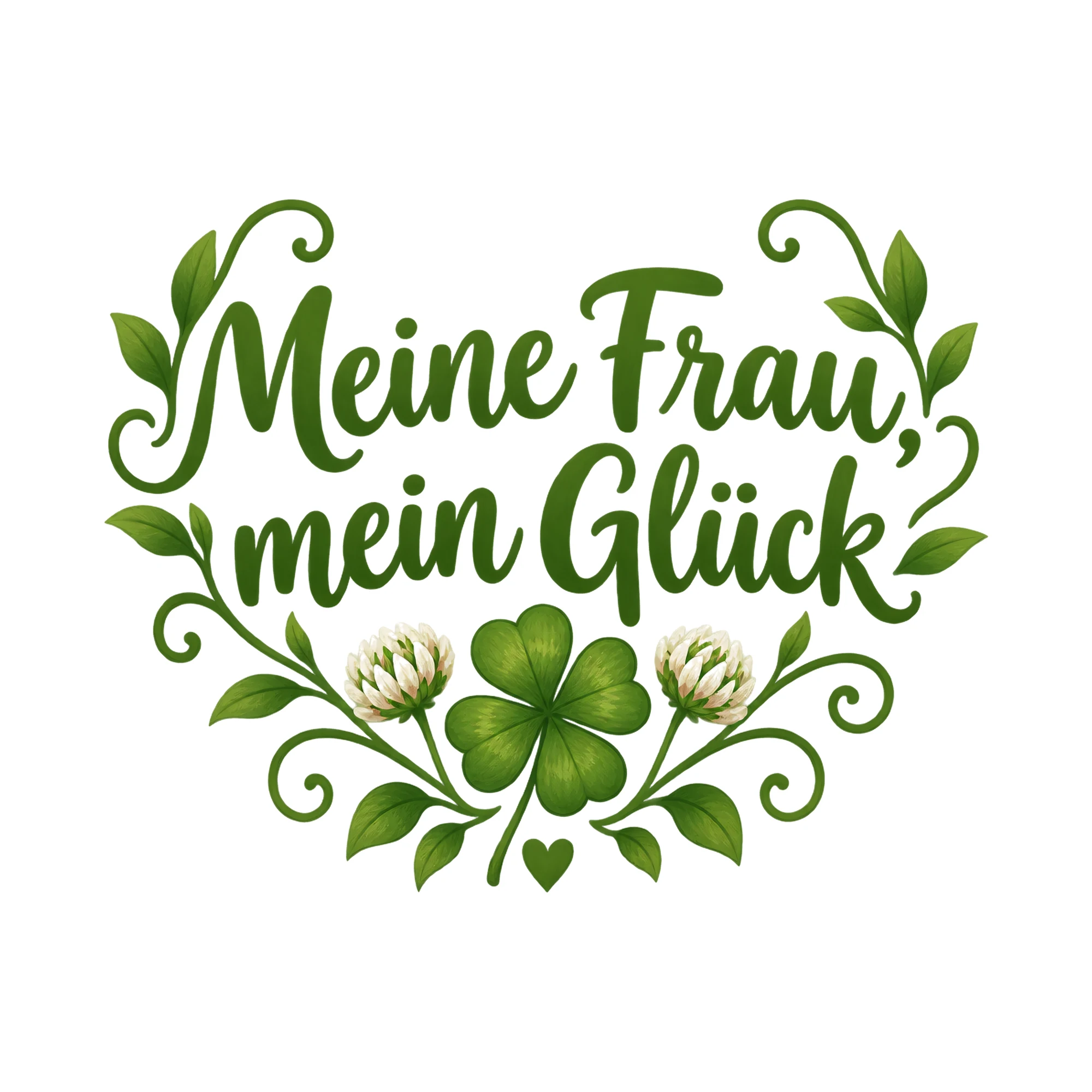 Bügelbild Meine Frau, mein Glück als Grafik auf weißem Hintergrund (BB019157)