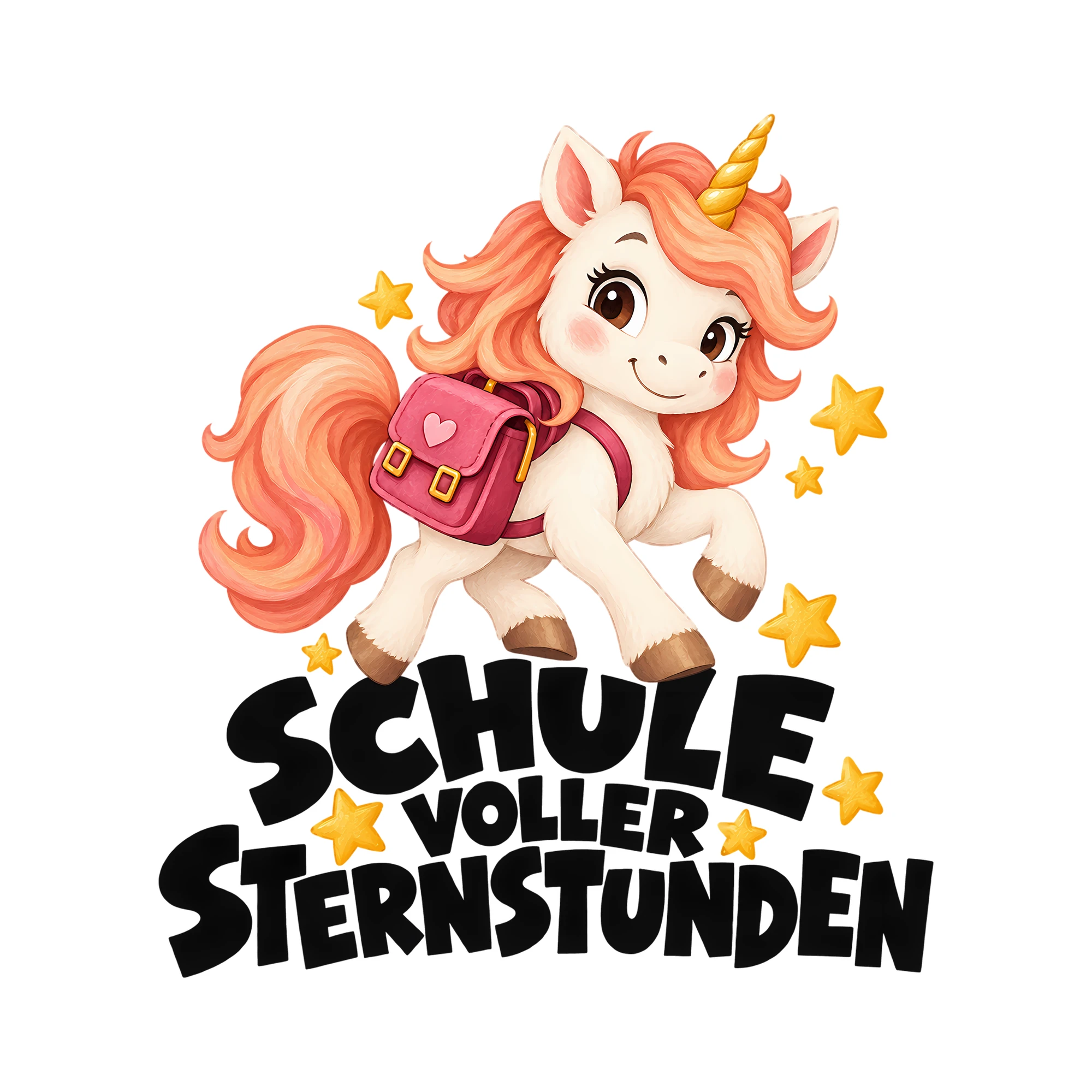 Bügelbild SCHULE VOLLER STERNSTUNDEN als Grafik auf weißem Hintergrund (BB011453)