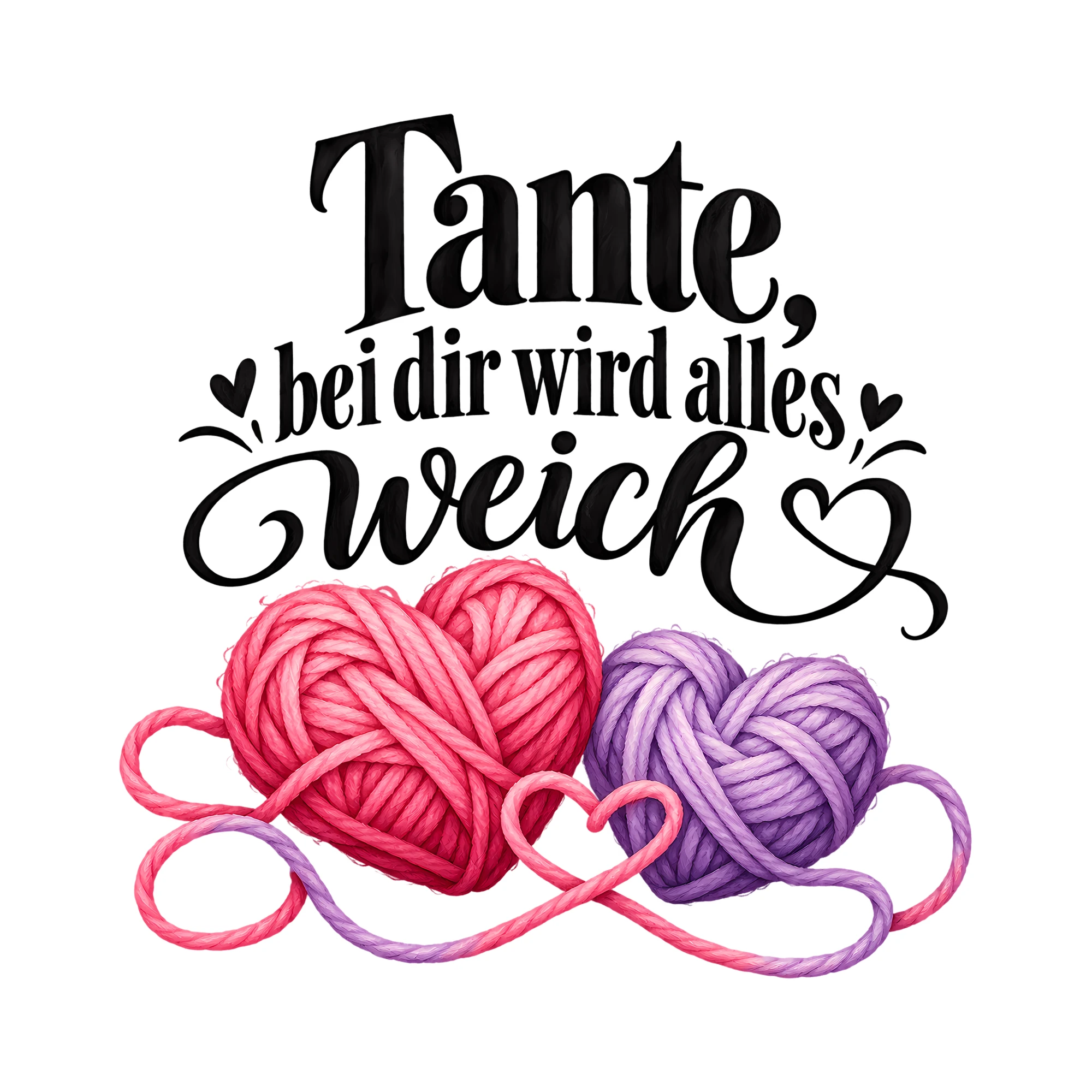 Bügelbild Tante, bei dir wird alles weich als Grafik auf weißem Hintergrund (BB013530)