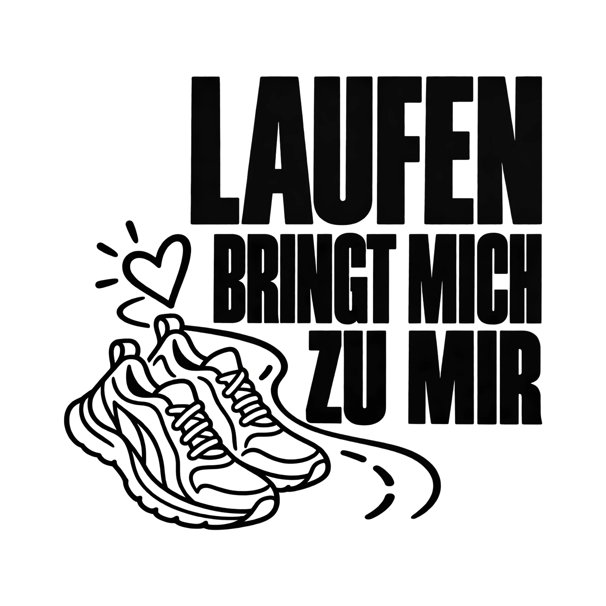 Bügelbild LAUFEN BRINGT MICH ZU MIR als Grafik auf weißem Hintergrund (BB013796)