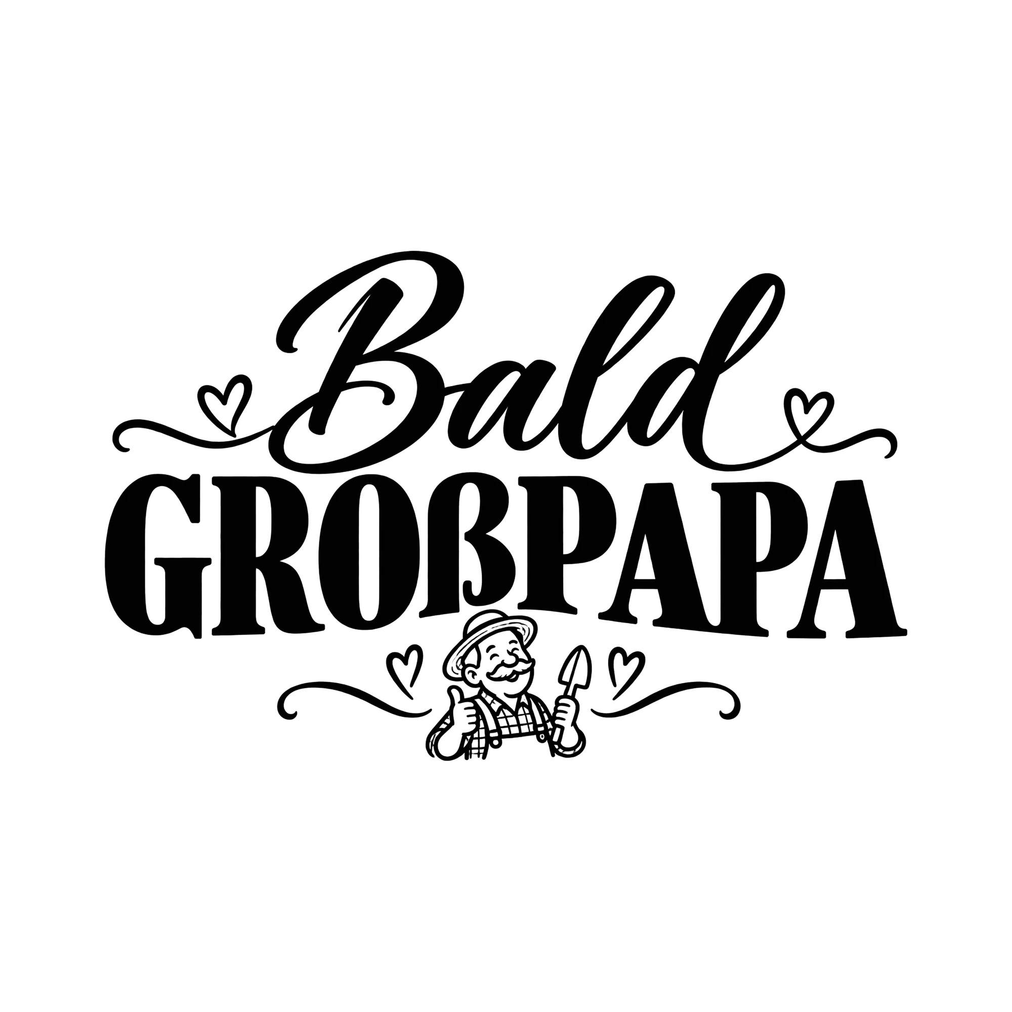 Bügelbild Bald Großpapa als Grafik auf weißem Hintergrund (BB012474)
