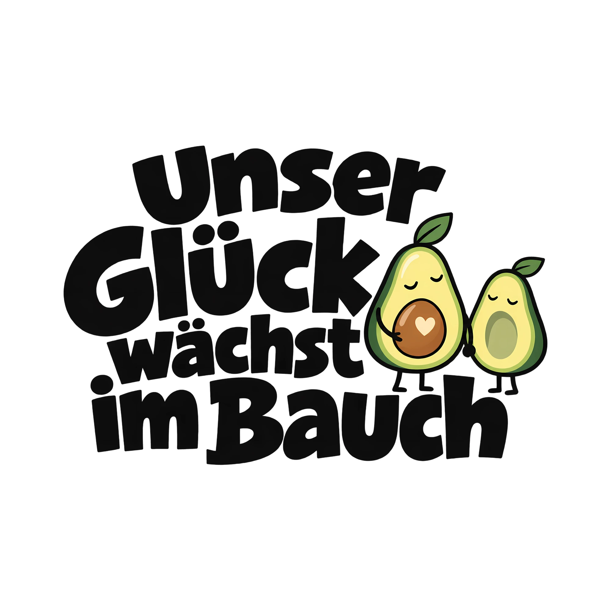 Bügelbild Unser Glück wächst im Bauch als Grafik auf weißem Hintergrund (BB011816)