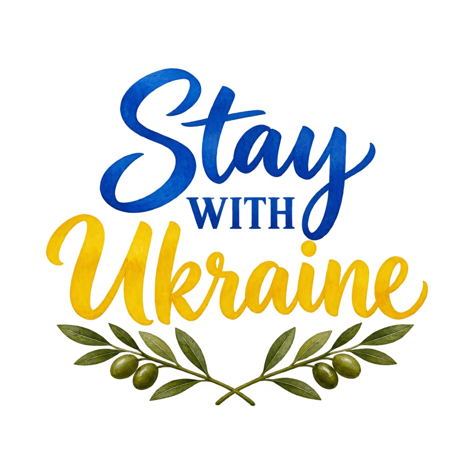 Bügelbild Stay WITH Ukraine, Lustiger Shirt Spruch als Grafik auf weißem Hintergrund (BB017759)