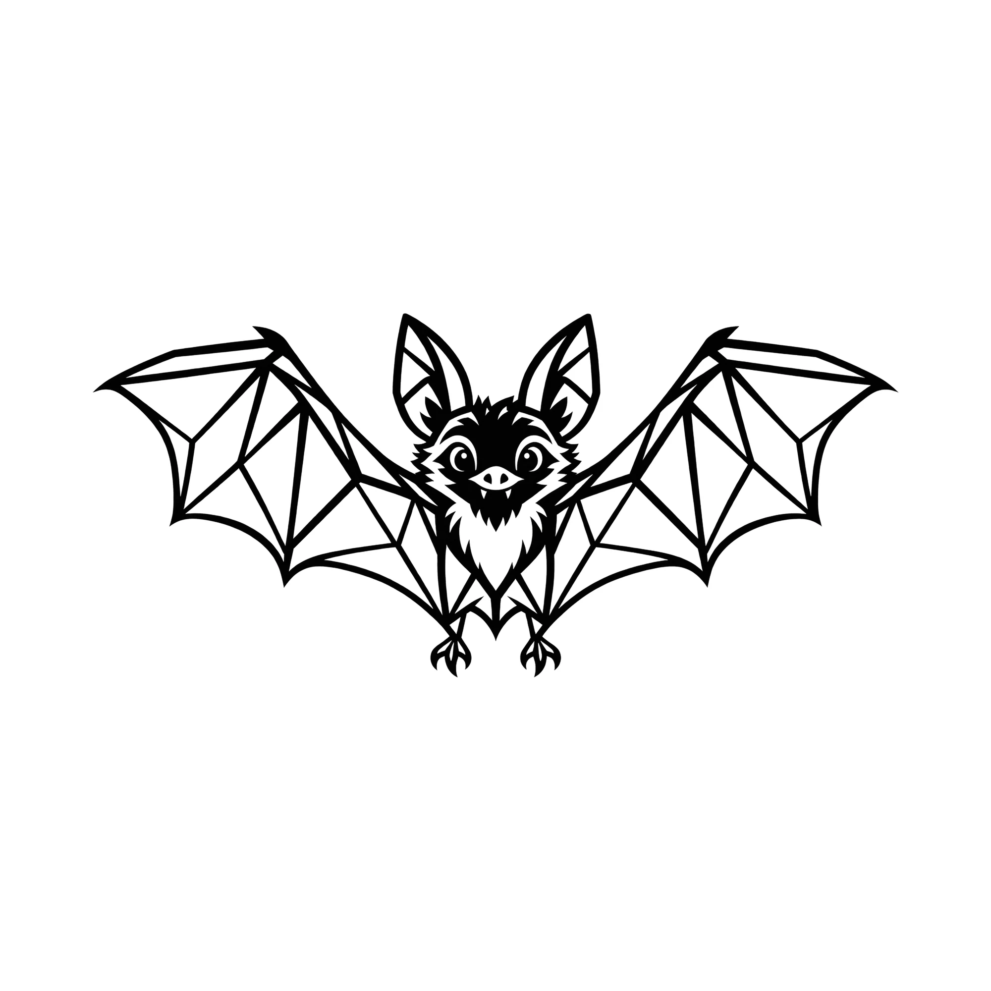 Bügelbild Polygon Fledermaus, Lustiger Shirt Motiv als Grafik auf weißem Hintergrund (BB015526)
