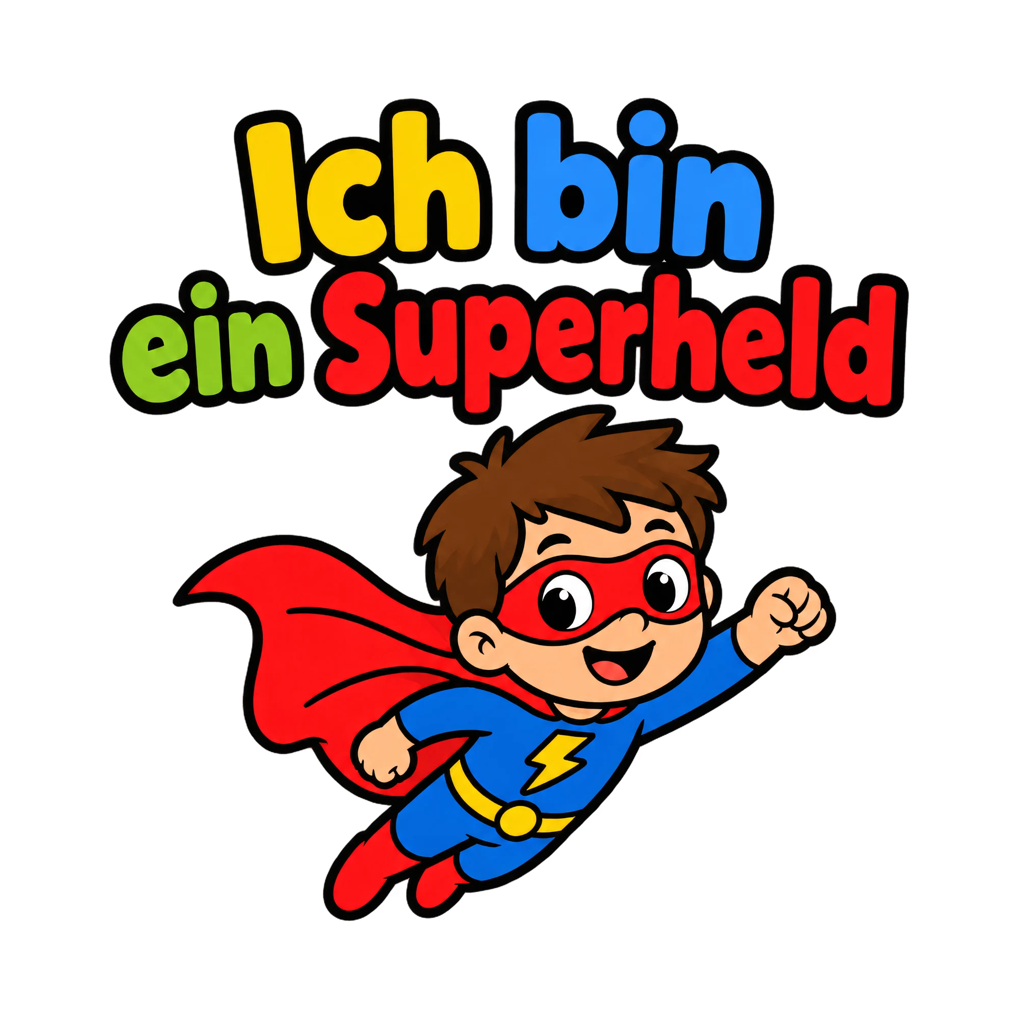 Bügelbild Ich bin ein Superheld als Grafik auf weißem Hintergrund (BB018721)