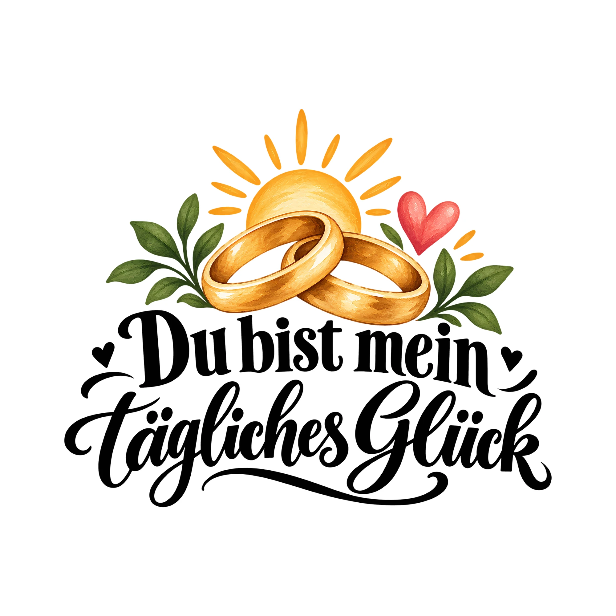 Bügelbild Du bist mein tägliches Glück als Grafik auf weißem Hintergrund (BB013489)