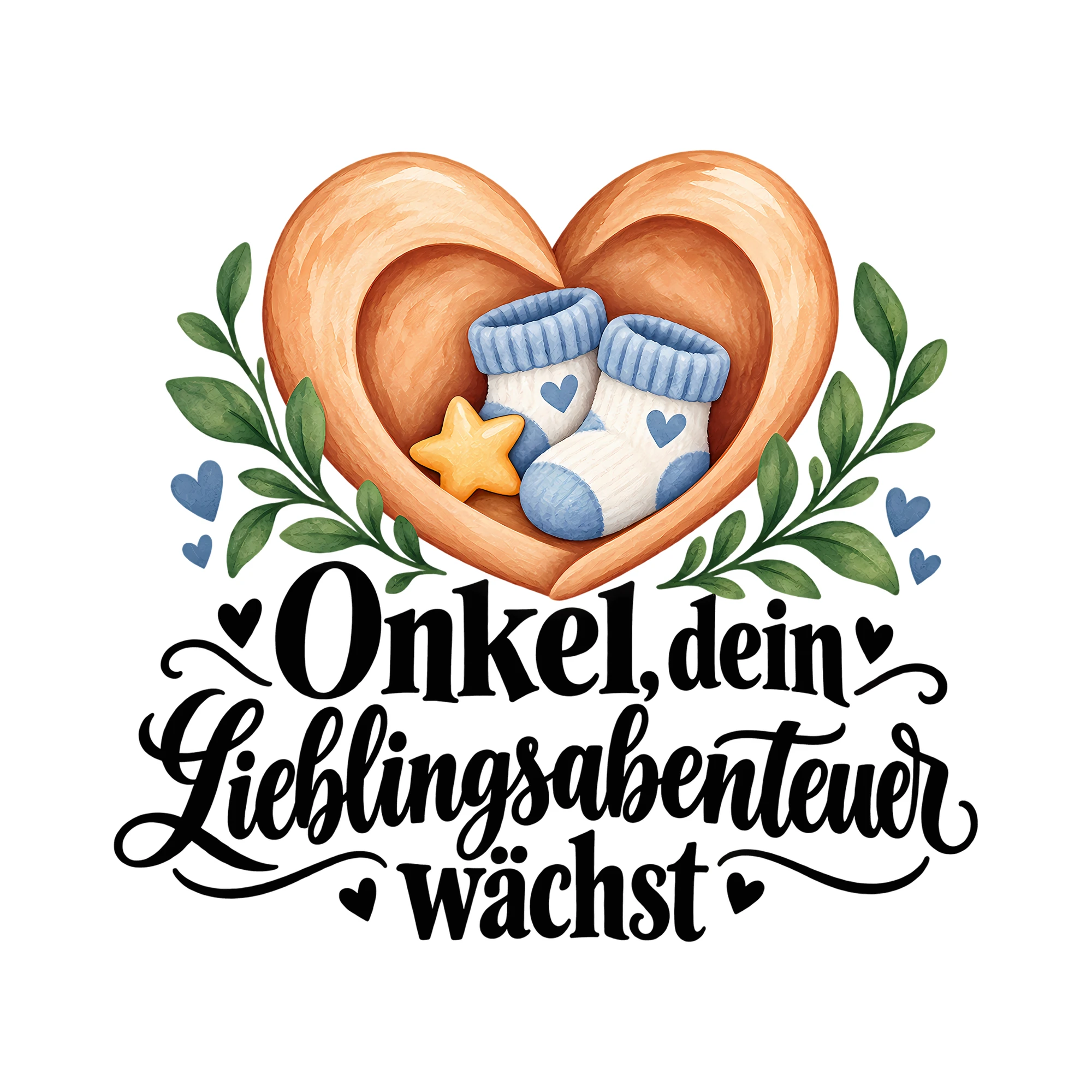 Bügelbild Onkel, dein Lieblingsabenteuer wächst als Grafik auf weißem Hintergrund (BB011800)