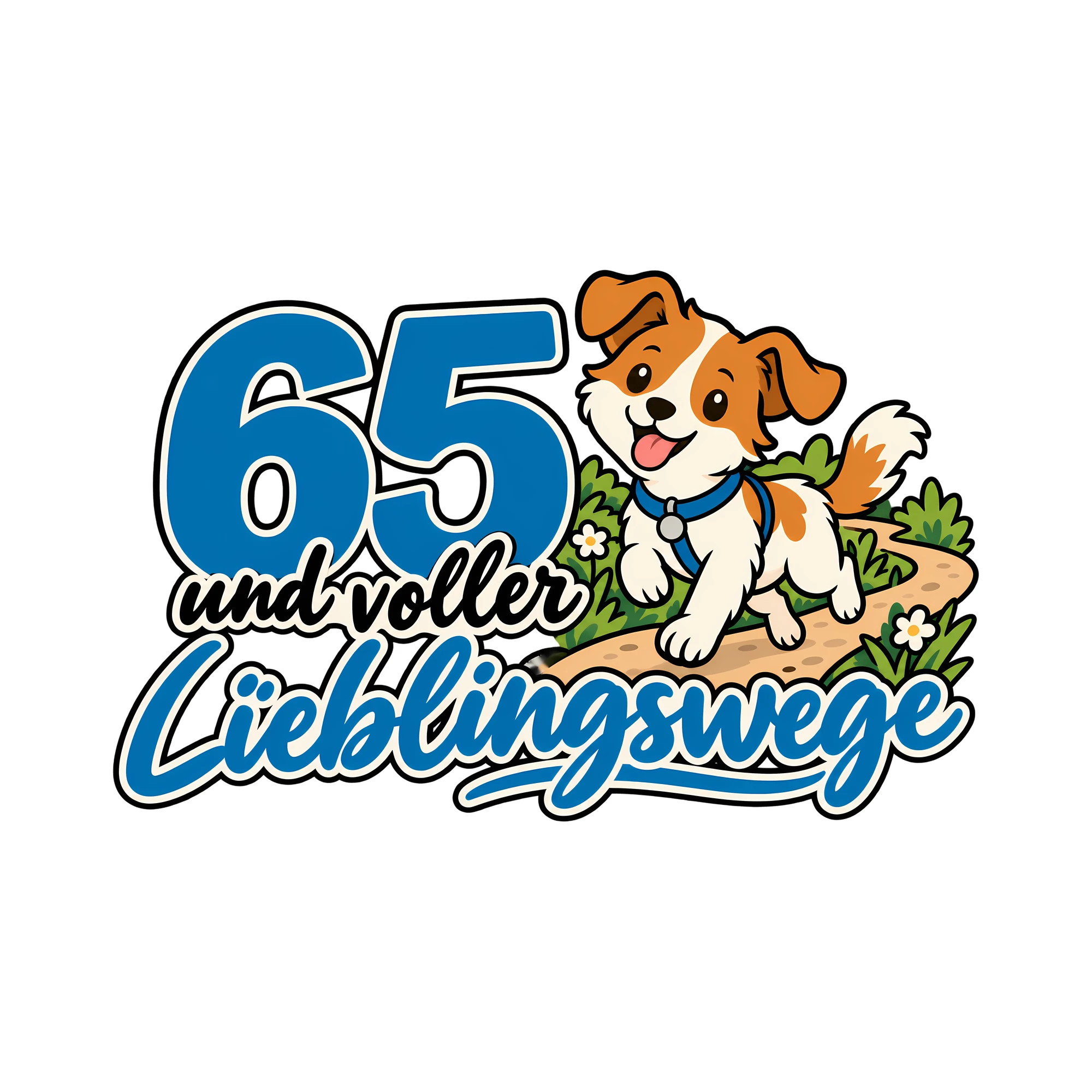 Bügelbild 65 und voller Lieblingswege als Grafik auf weißem Hintergrund (BB013001)