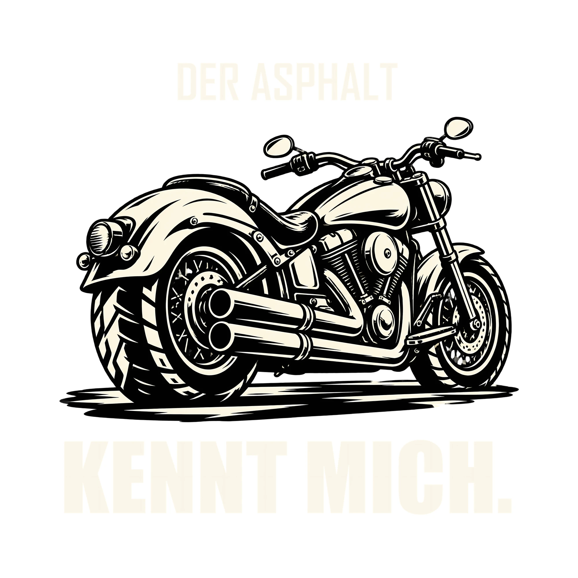 Bügelbild DER ASPHALT KENNT MICH. als Grafik auf weißem Hintergrund (BB012745)
