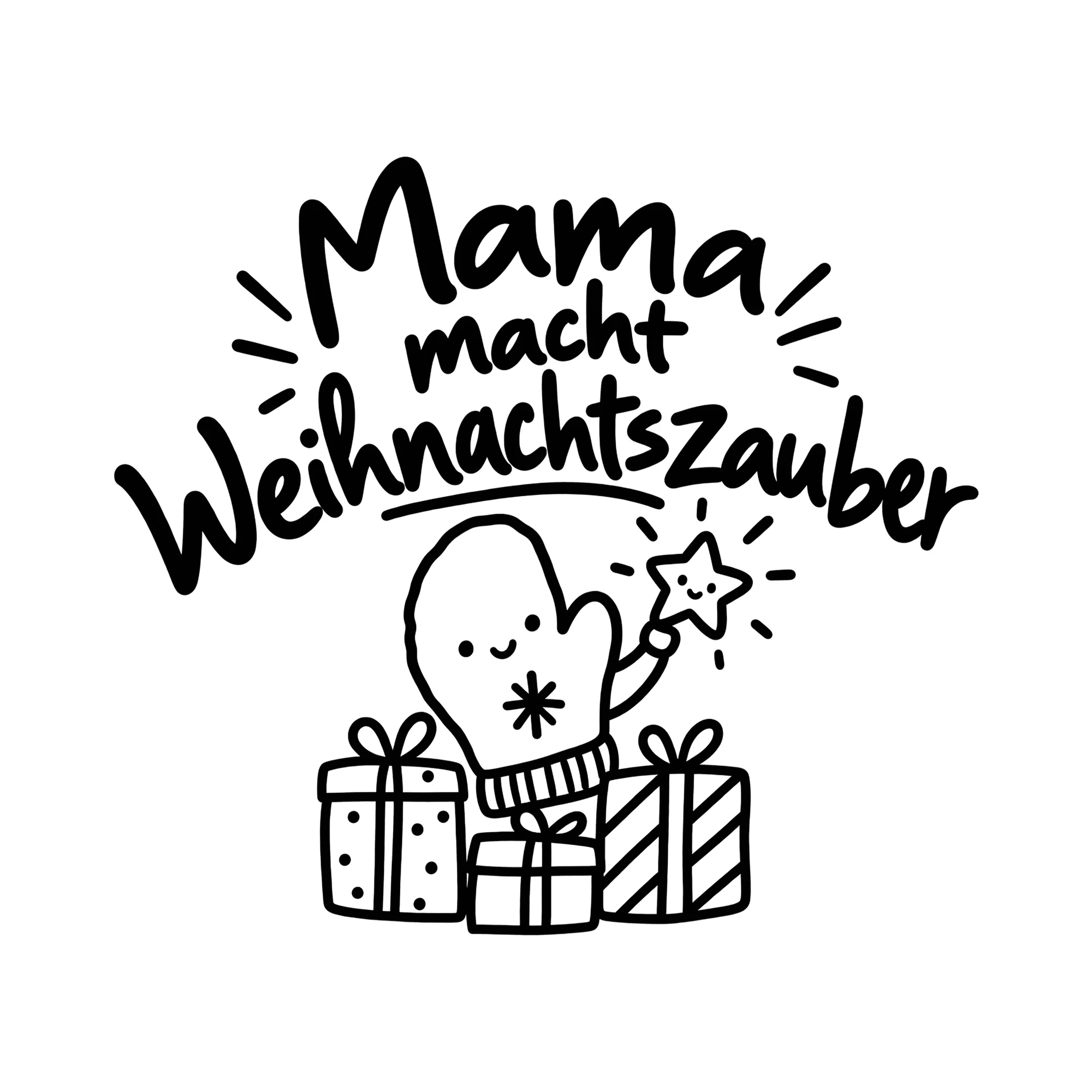 Bügelbild Mama macht Weihnachtszauber als Grafik auf weißem Hintergrund (BB013916)