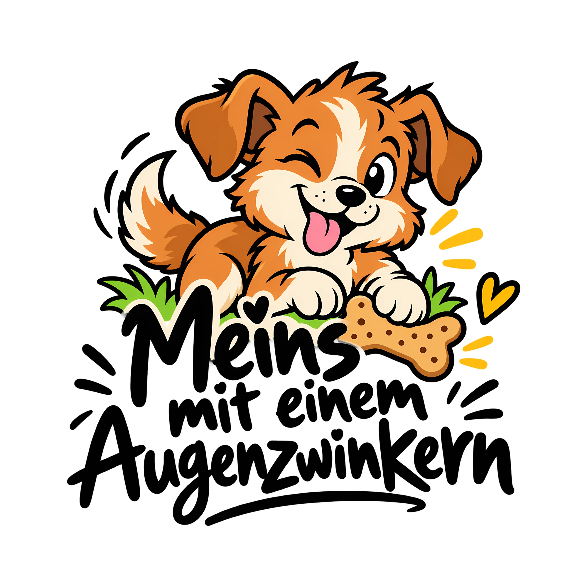 Bügelbild Meins mit einem Augenzwinkern als Grafik auf weißem Hintergrund (BB012938)