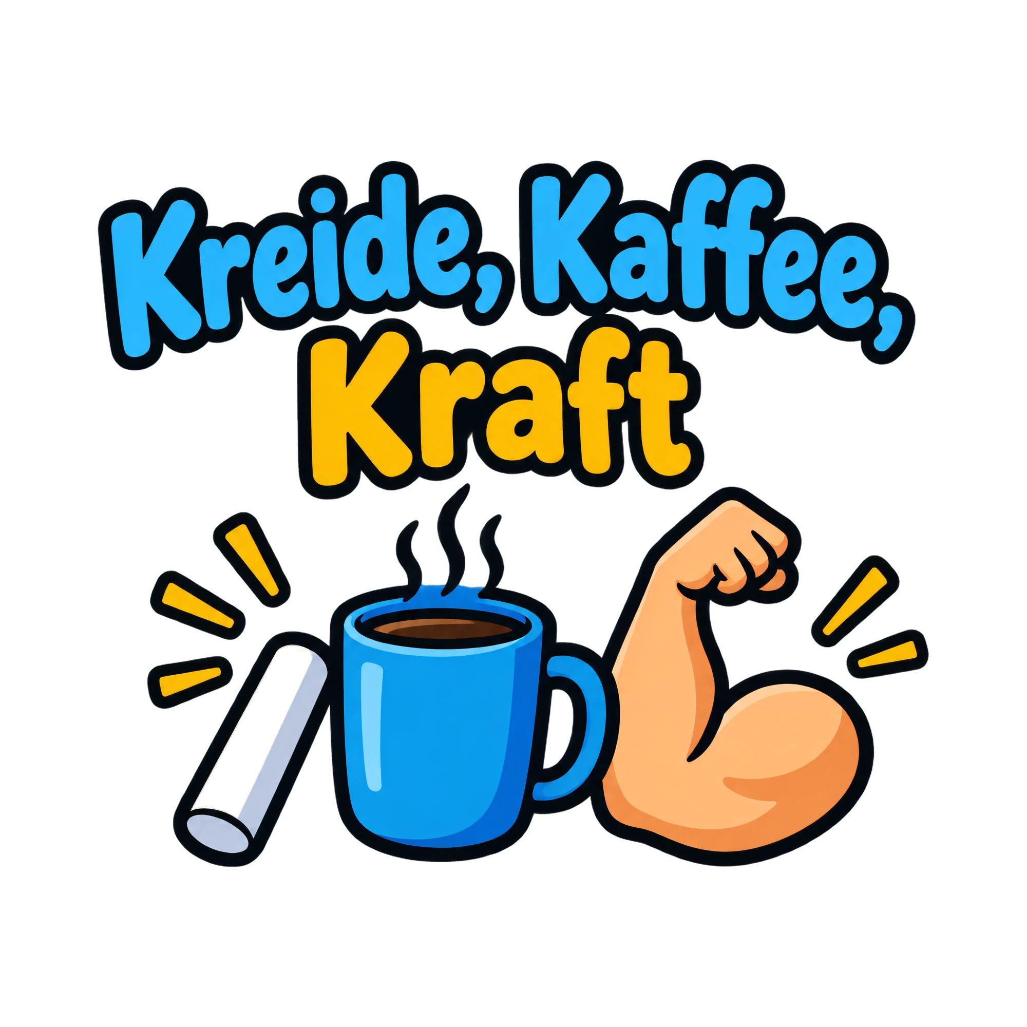 Bügelbild Kreide, Kaffee, Kraft als Grafik auf weißem Hintergrund (BB020342)