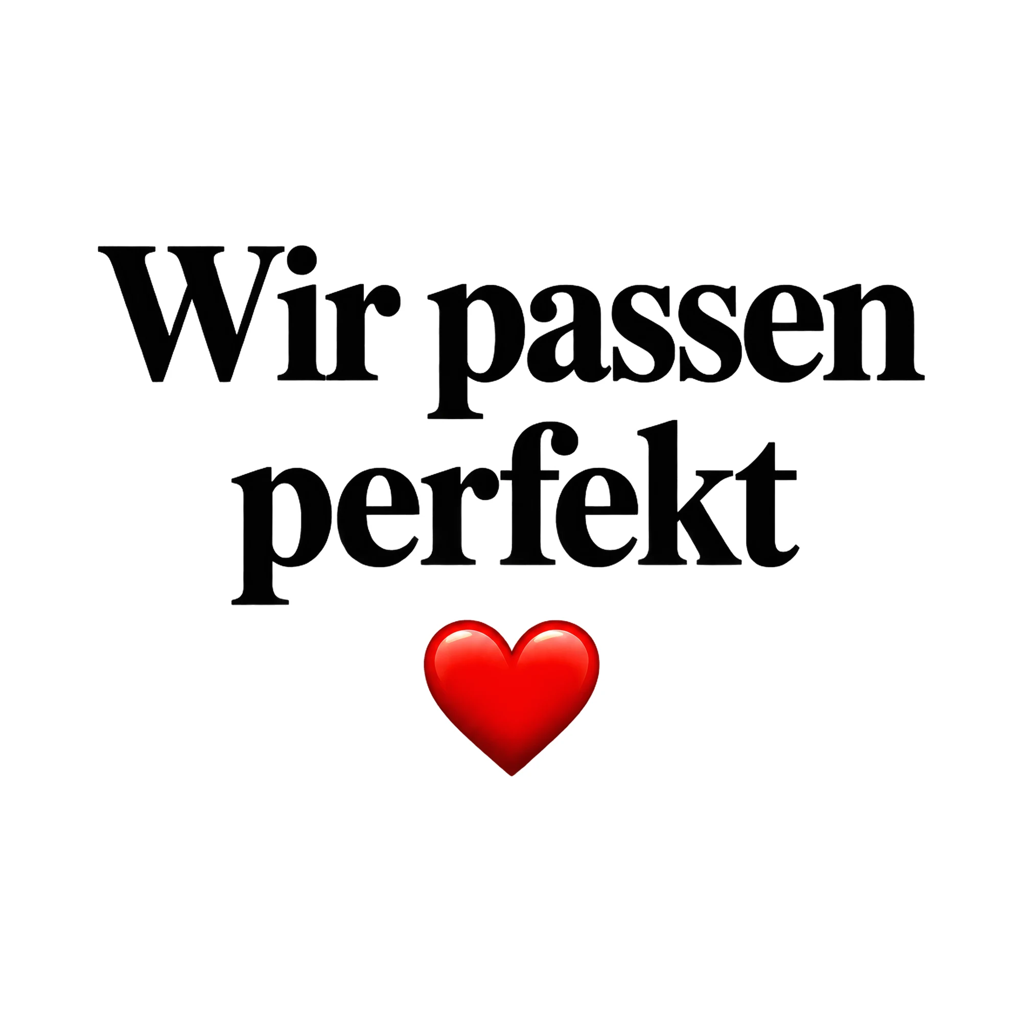 Bügelbild Wir passen perfekt, Familienshirt Spruch als Grafik auf weißem Hintergrund (BB017104)