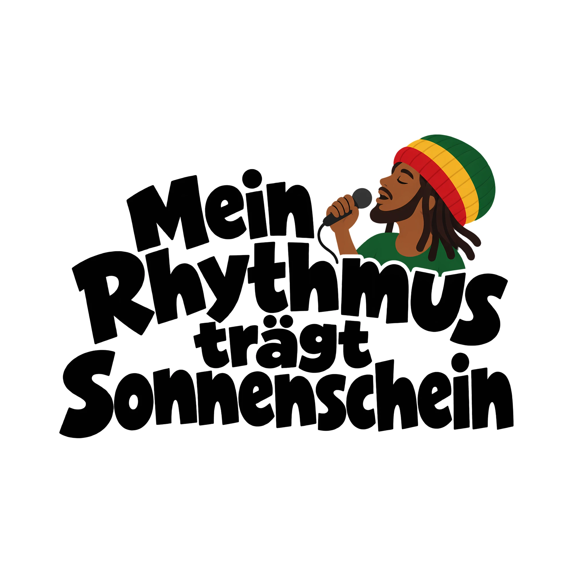 Bügelbild Mein Rhythmus trägt Sonnenschein als Grafik auf weißem Hintergrund (BB013101)