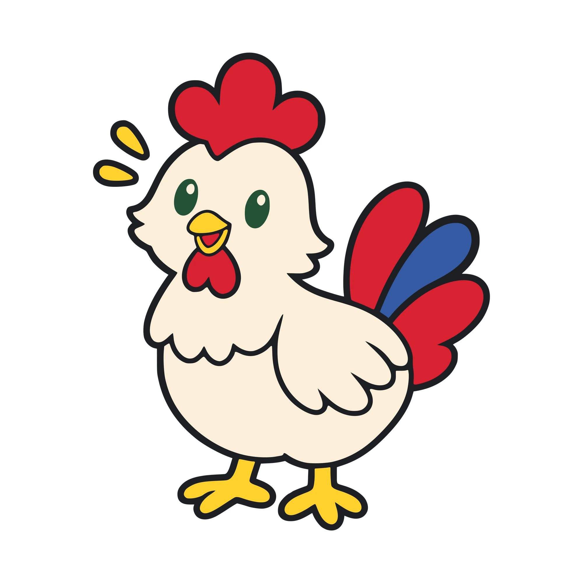 Bügelbild Huhn im Comic-Stil als Grafik auf weißem Hintergrund (BB011016)