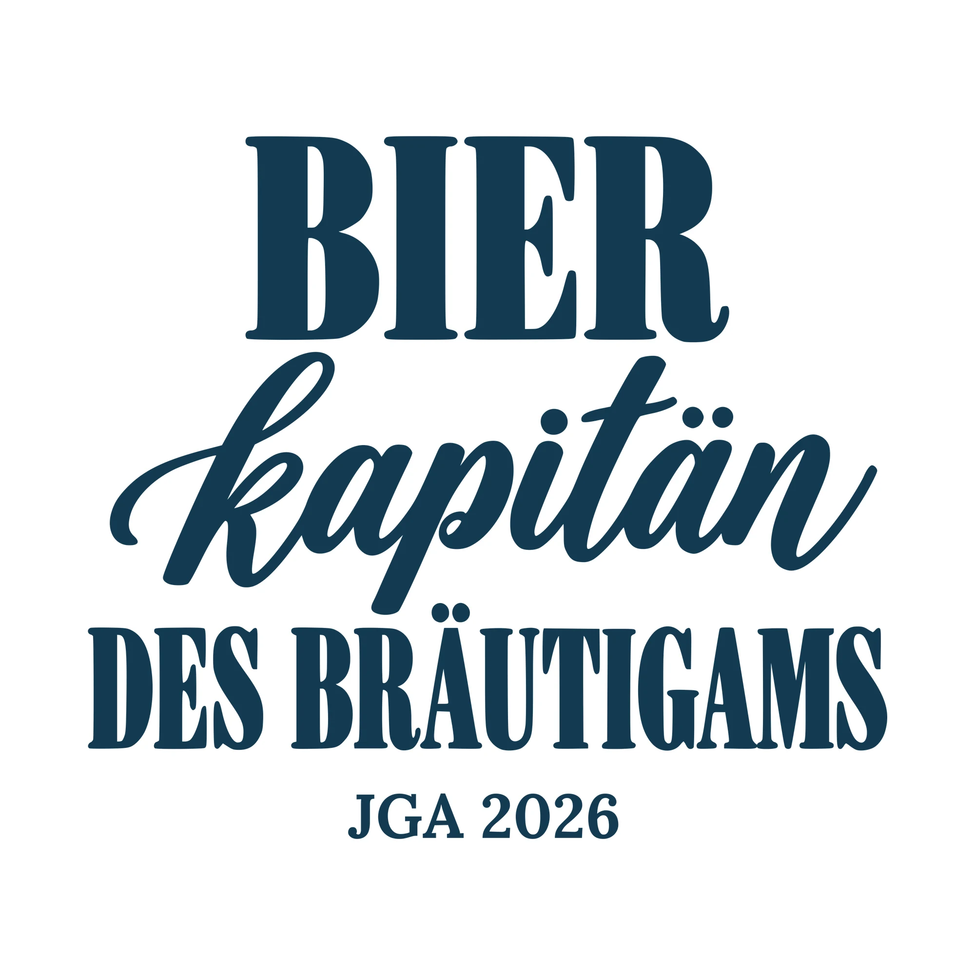 Bügelbild Bierkapitän des Bräutigams mit Jahr als Grafik auf weißem Hintergrund (BB010696)