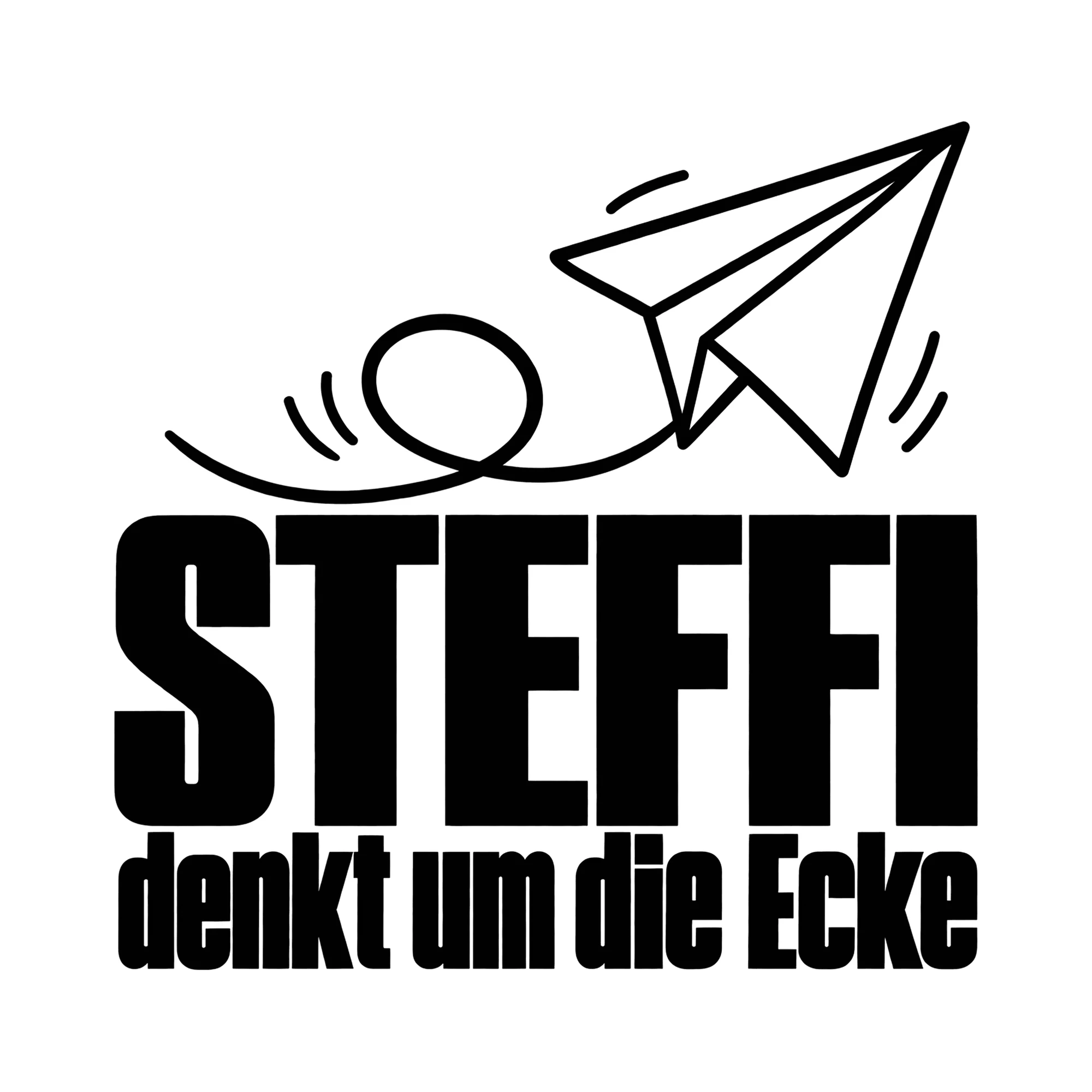 Bügelbild Steffi denkt um die Ecke als Grafik auf weißem Hintergrund (BB013555)