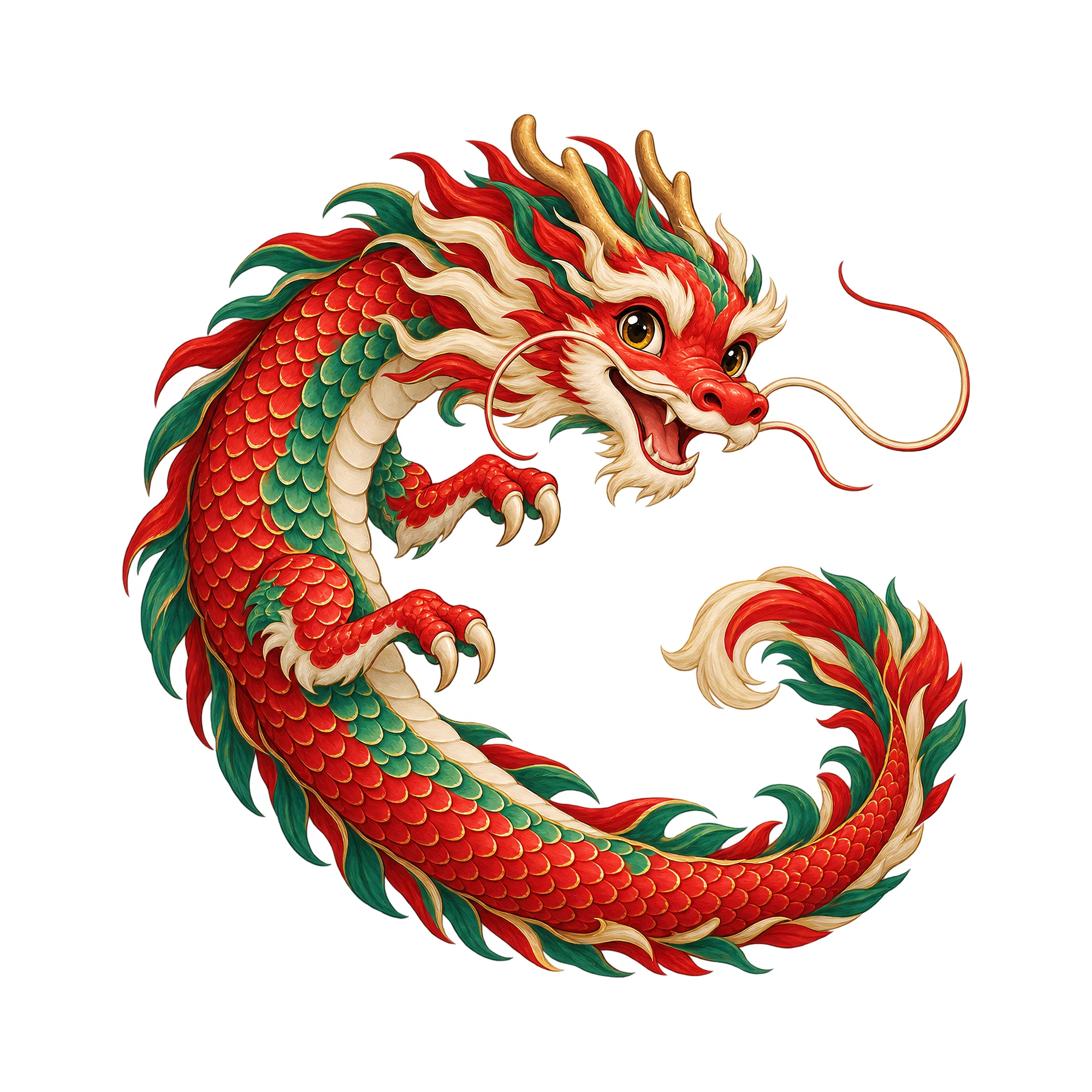 Bügelbild Chinese Zodiac Year Of The Dragon | Tiere Shirt Motiv als Grafik auf weißem Hintergrund (BB016182)