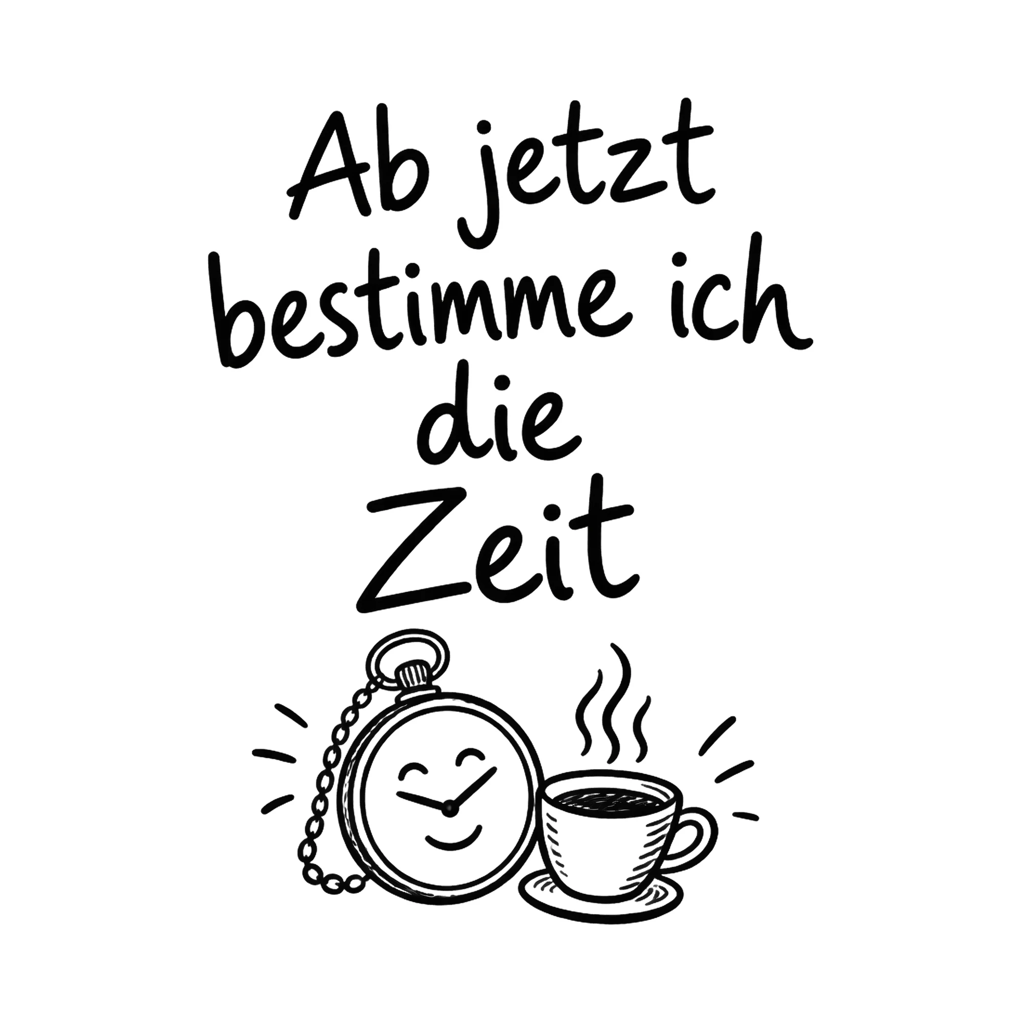 Bügelbild Ab jetzt bestimme ich die zeit als Grafik auf weißem Hintergrund (BB016402)