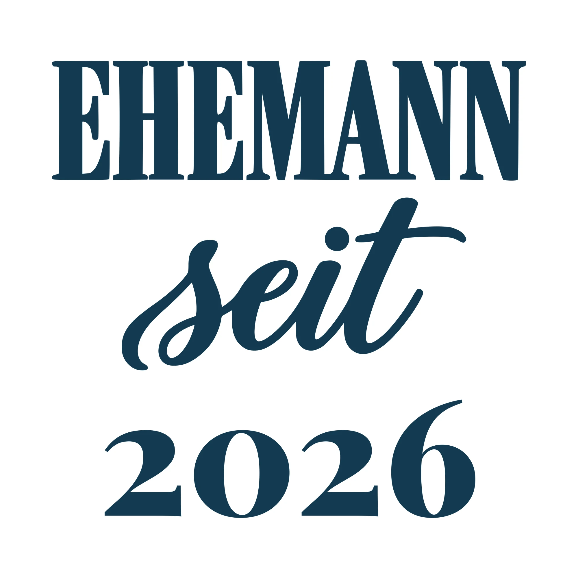 Bügelbild Ehemann seit mit Jahr als Grafik auf weißem Hintergrund (BB010715)