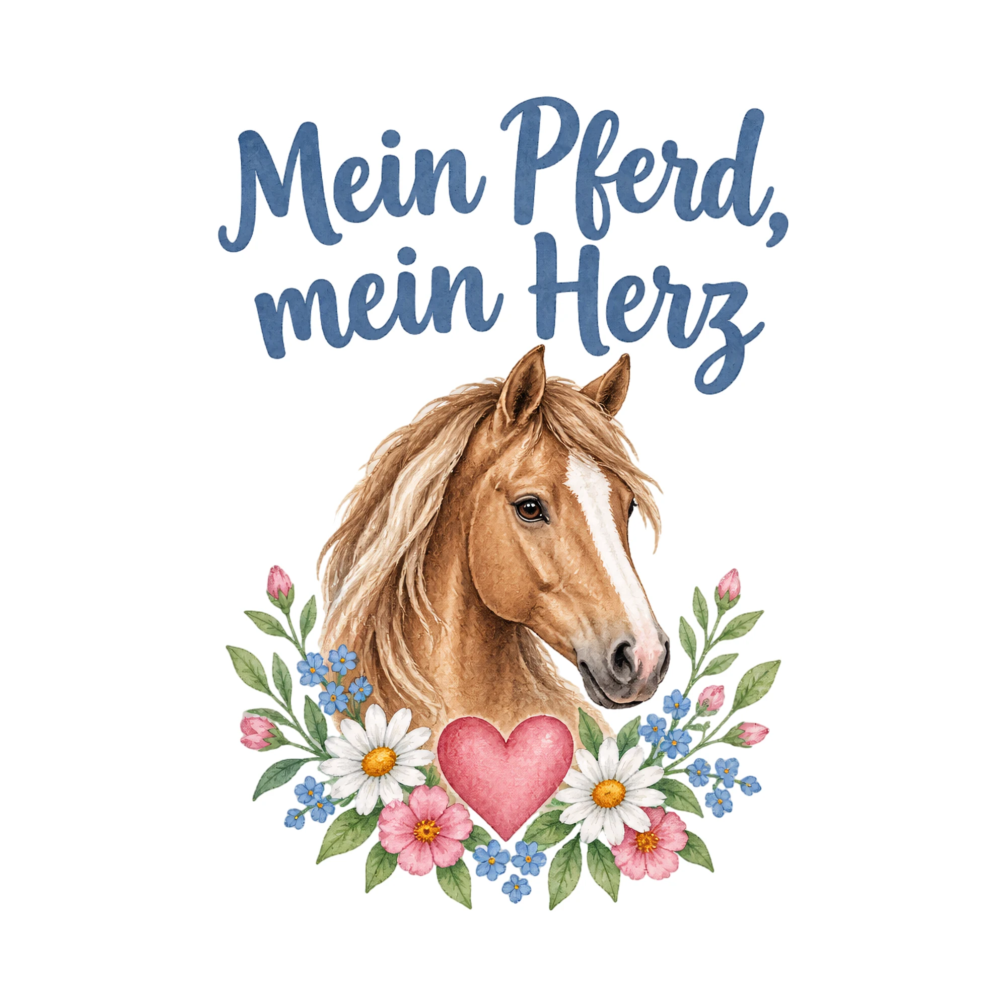 Bügelbild Mein Pferd, mein Herz als Grafik auf weißem Hintergrund (BB019774)